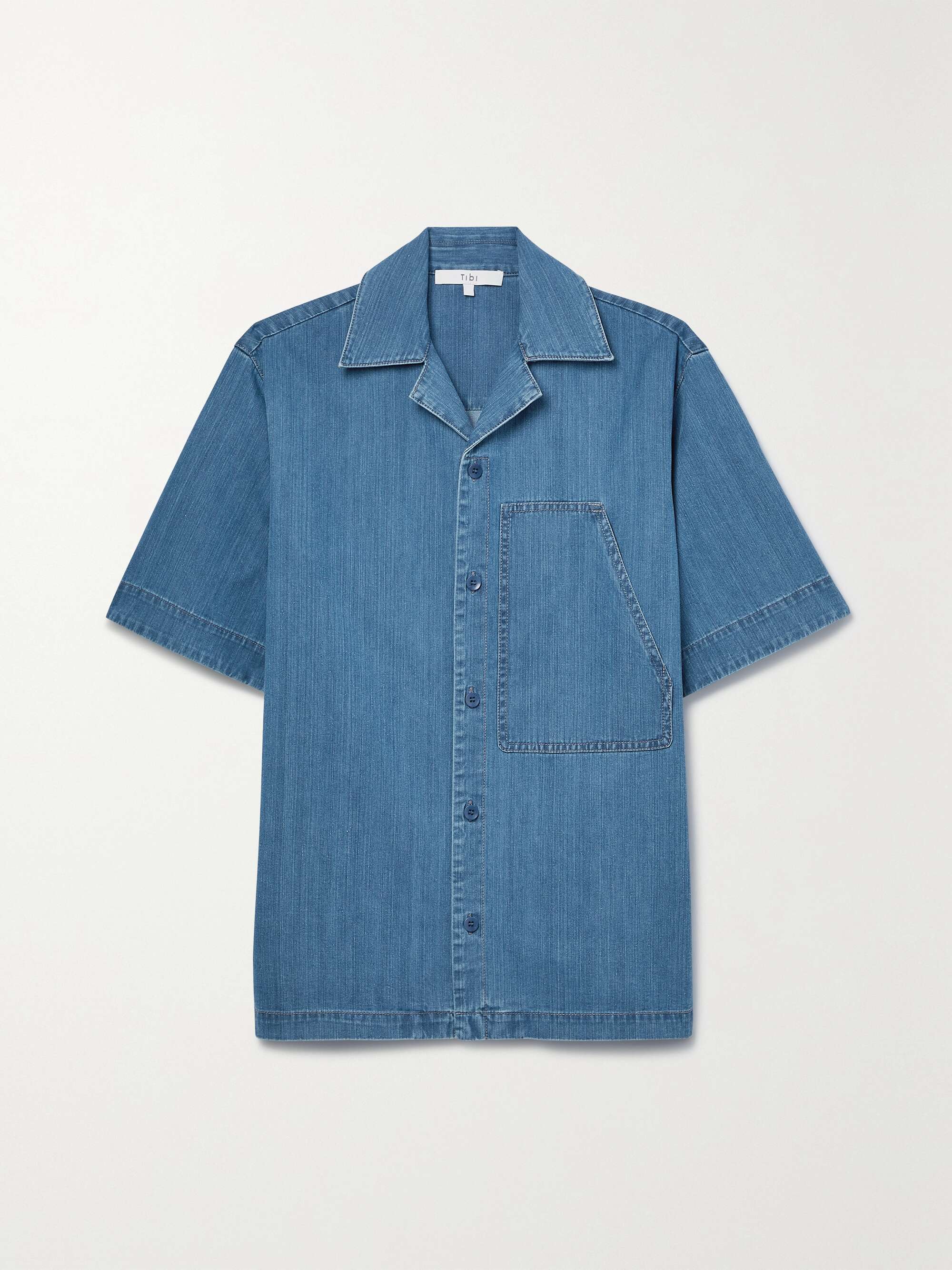Mid denim Summer denim shirt | TIBI 