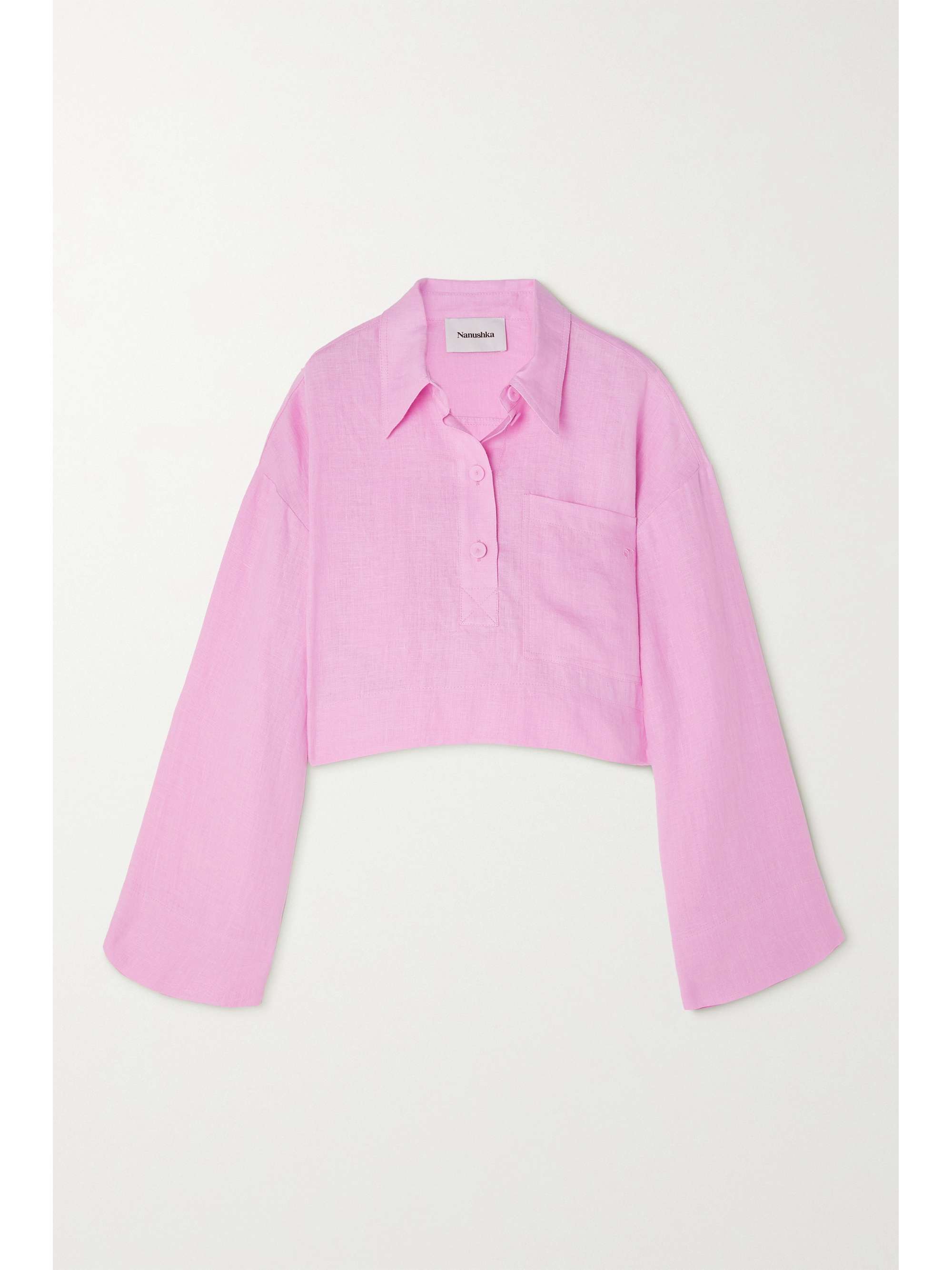 Pink Caisa oversized cropped linen 