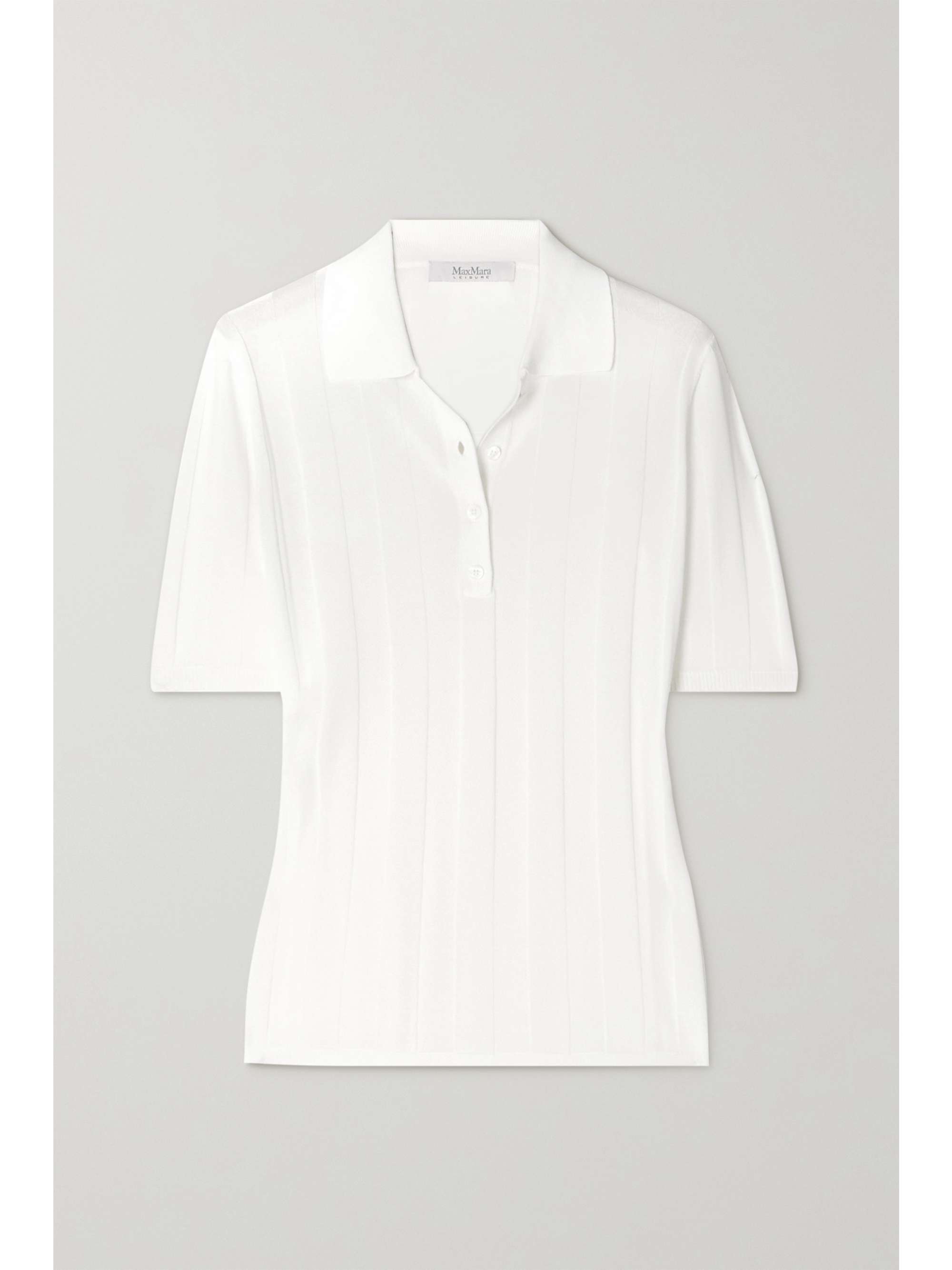 White Tartina ribbed-knit polo shirt 