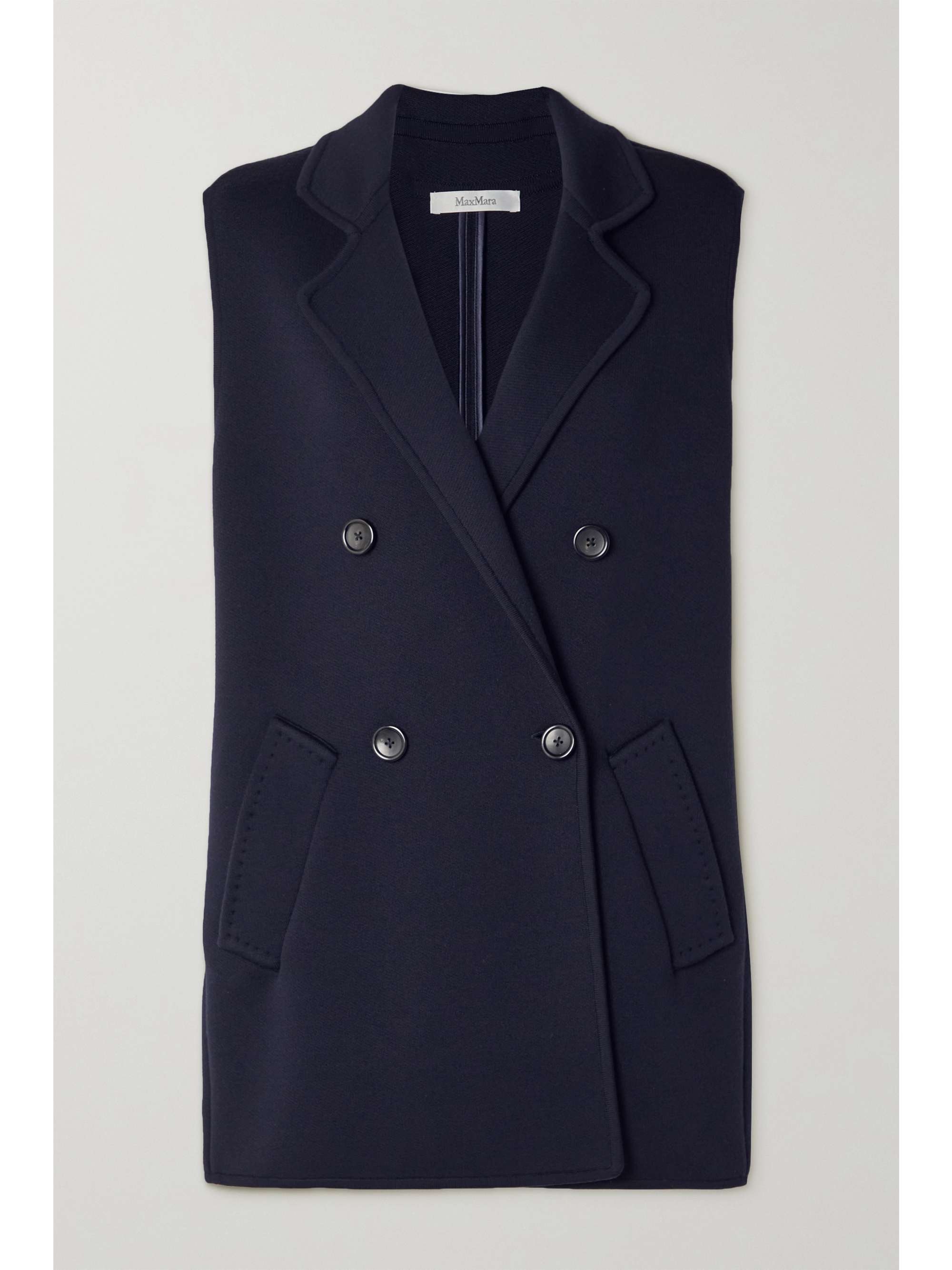 Navy Double-breasted wool vest | MAX 