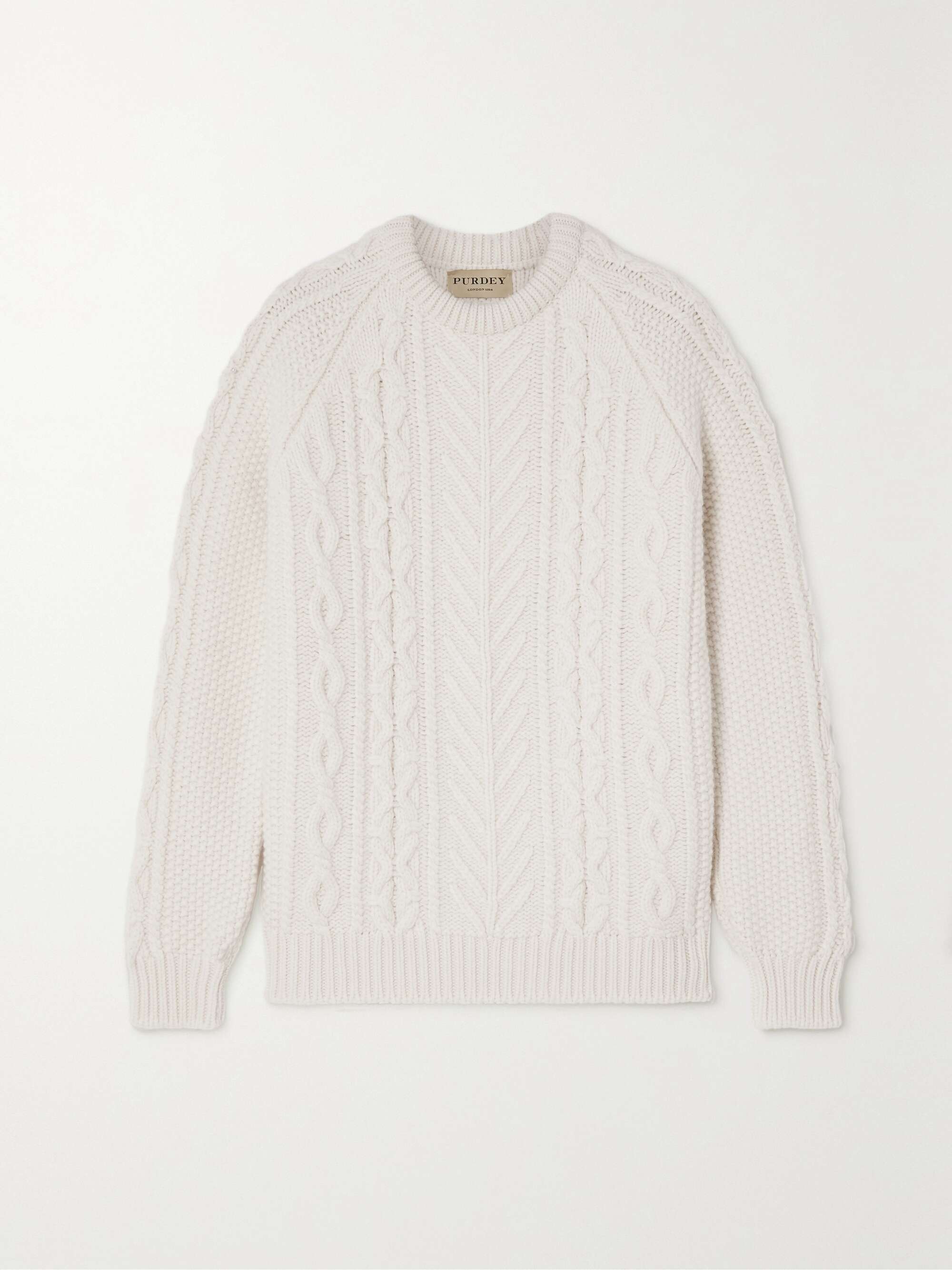 Cream Cable-knit wool jumper | PURDEY 