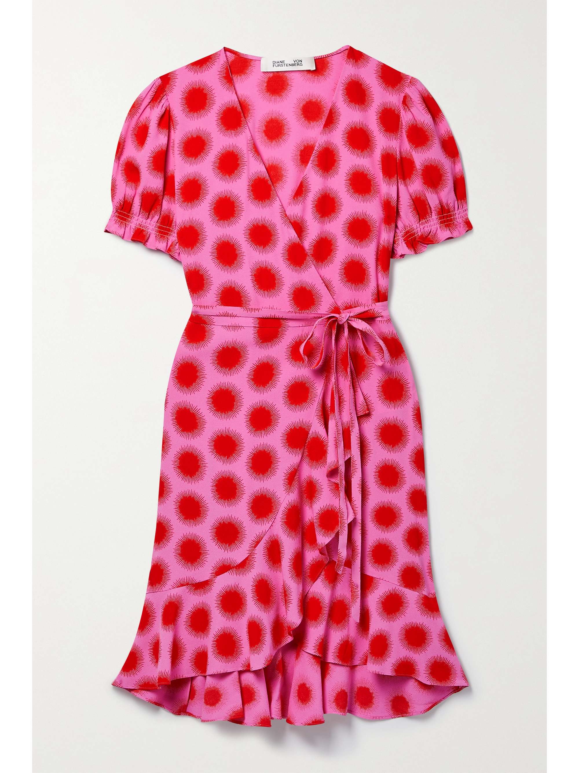 Pink Emilia wrap-effect printed crepe 