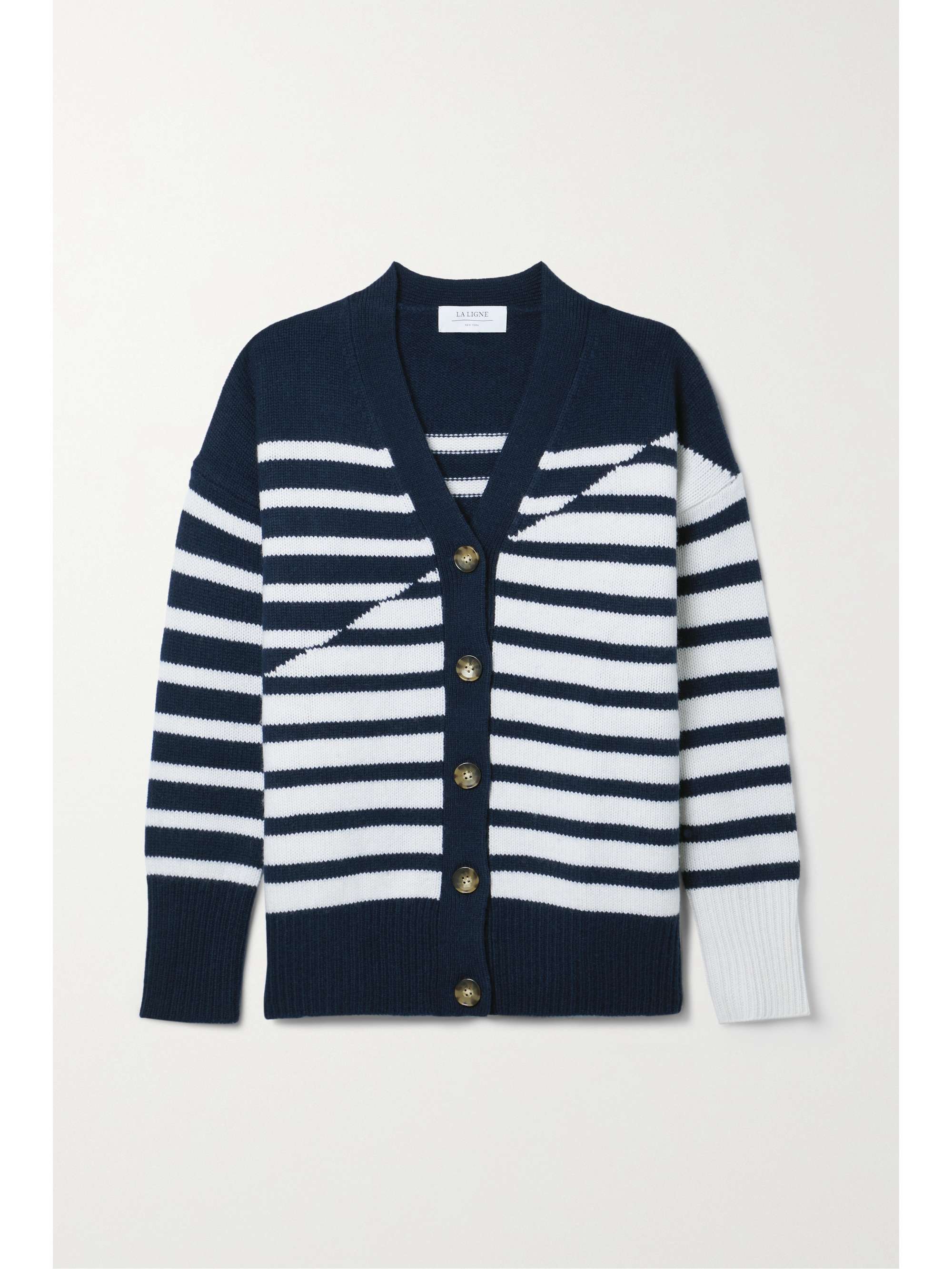 Navy Marin striped wool and cashmere 