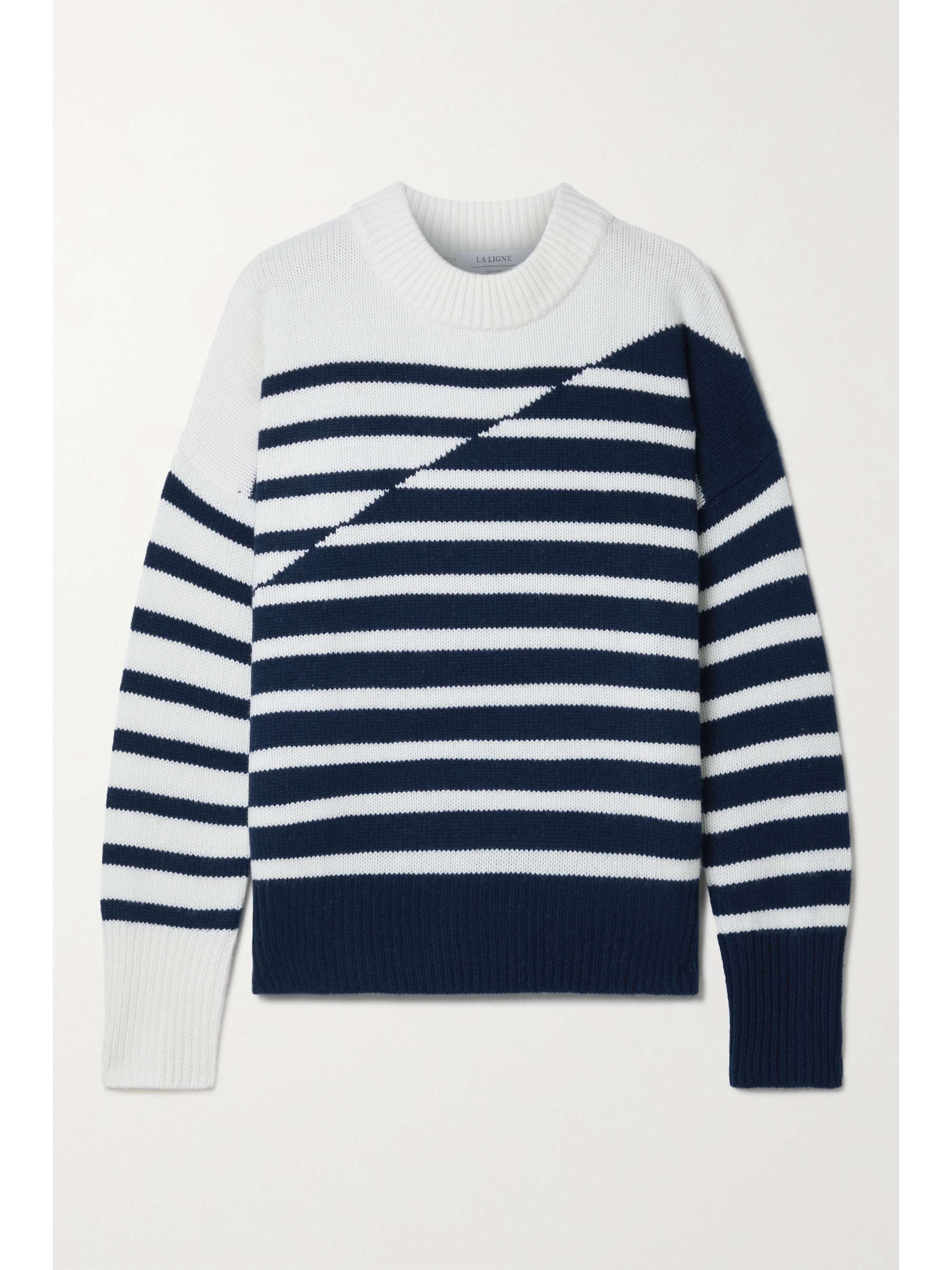 Navy Marin striped wool and cashmere 