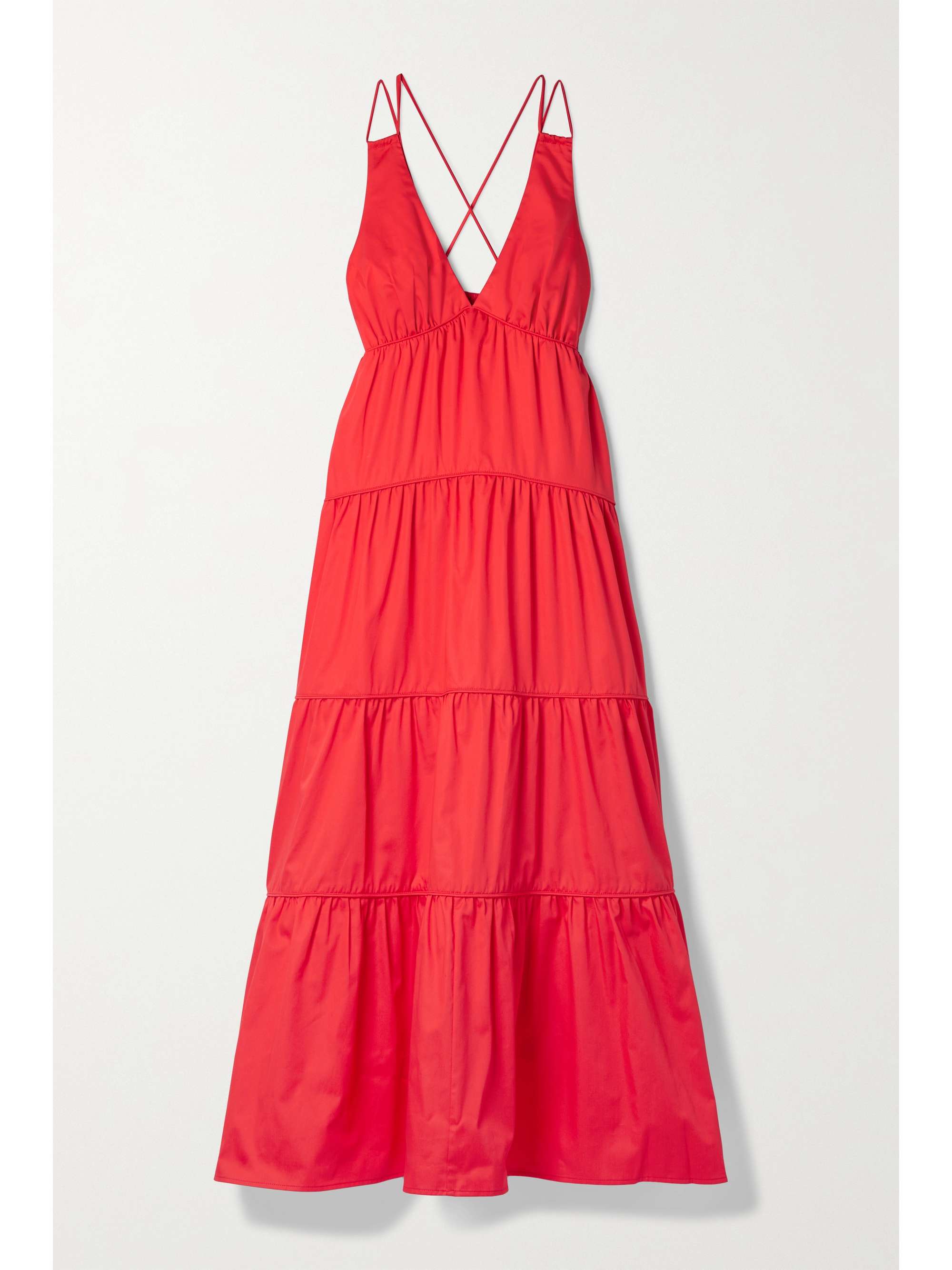 tiered cotton-poplin maxi dress 