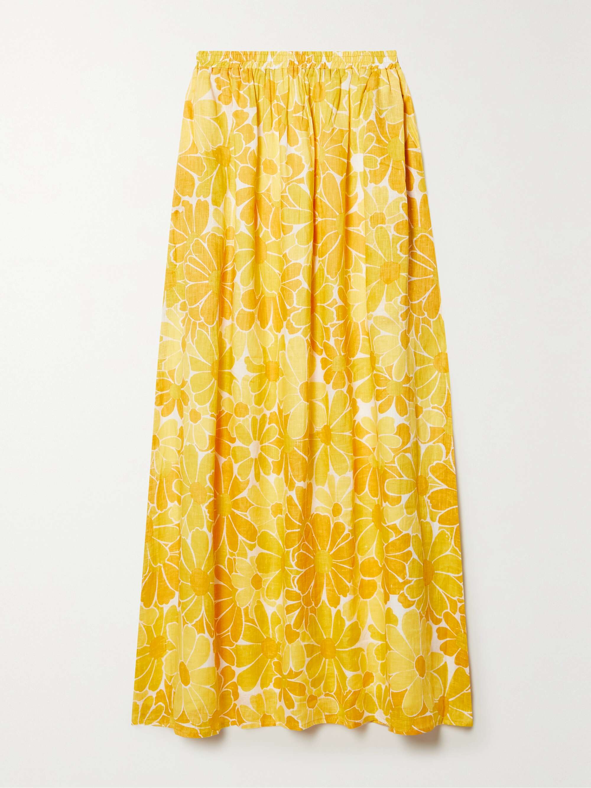 Yellow Danita floral-print linen maxi 