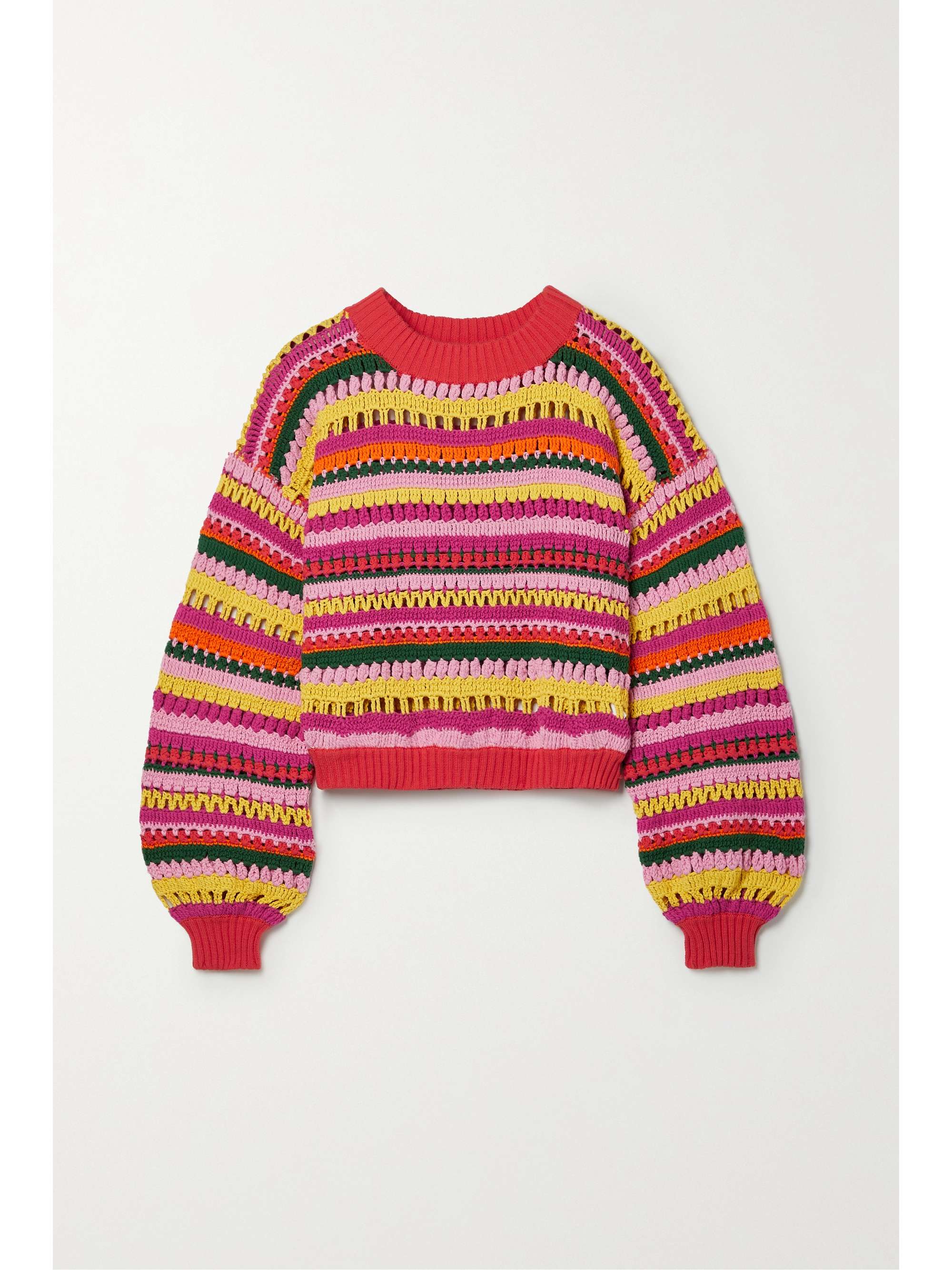 Farm Rio - Crocheted Cotton Sweater - Red - Large - Net A Porter