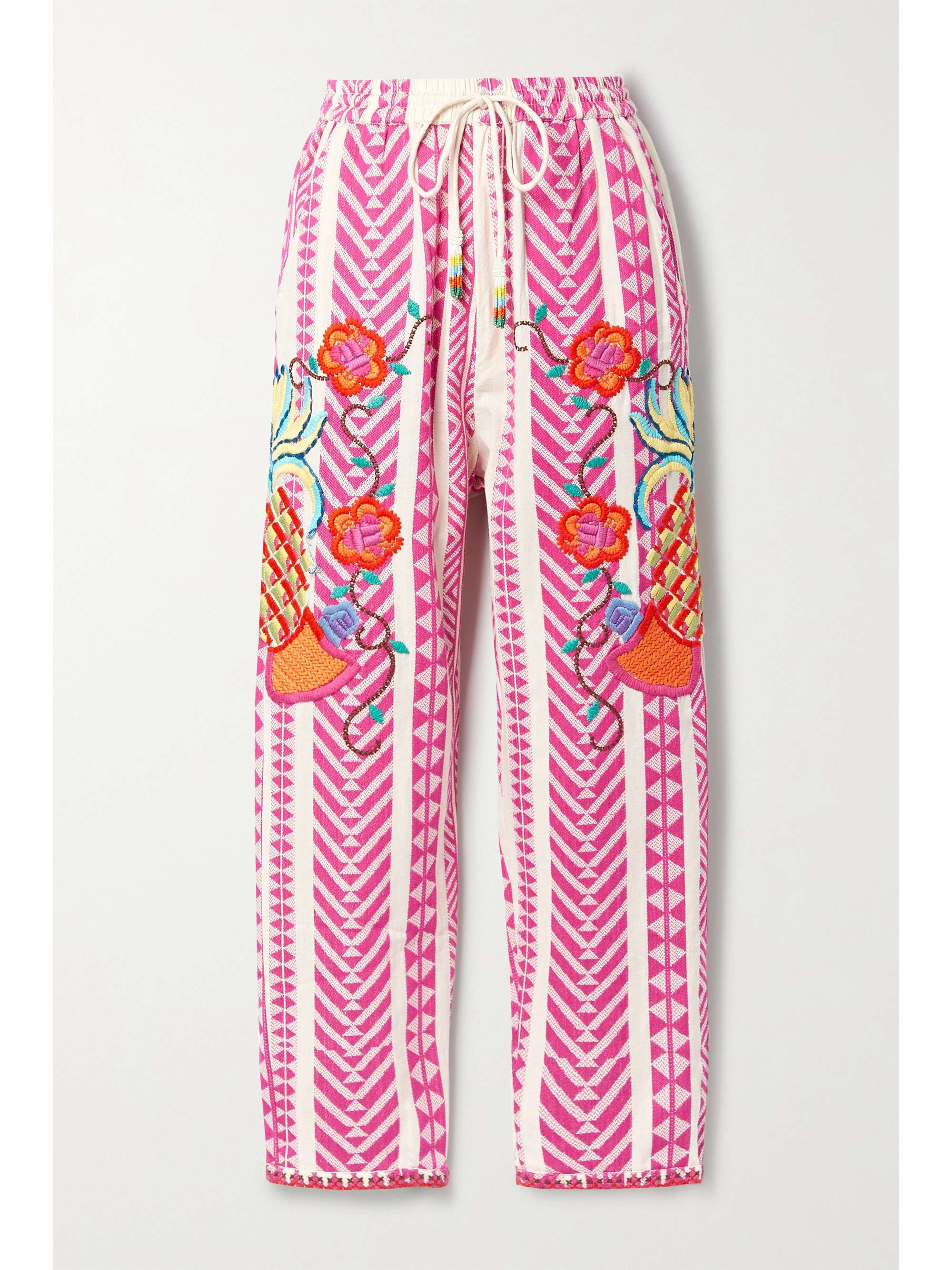 Pink Embroidered cotton-jacquard 