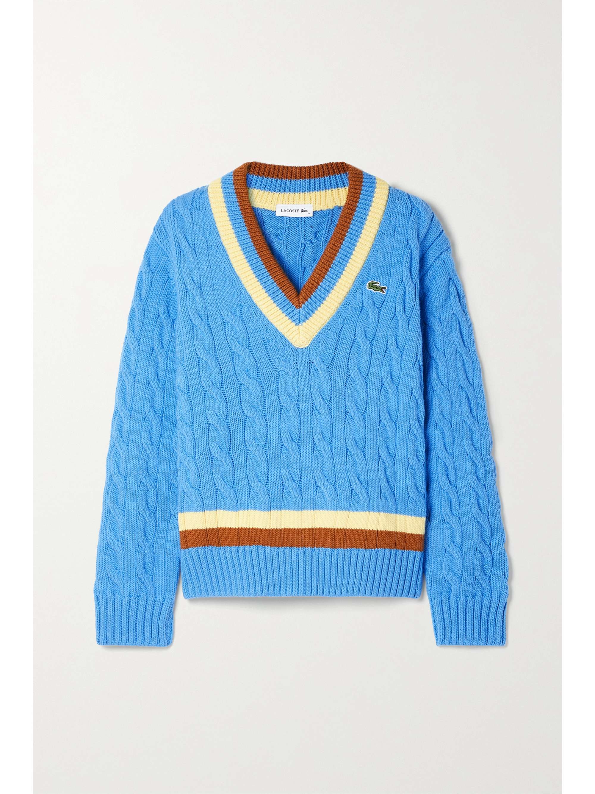 Blue Logo-appliquéd cable-knit sweater 