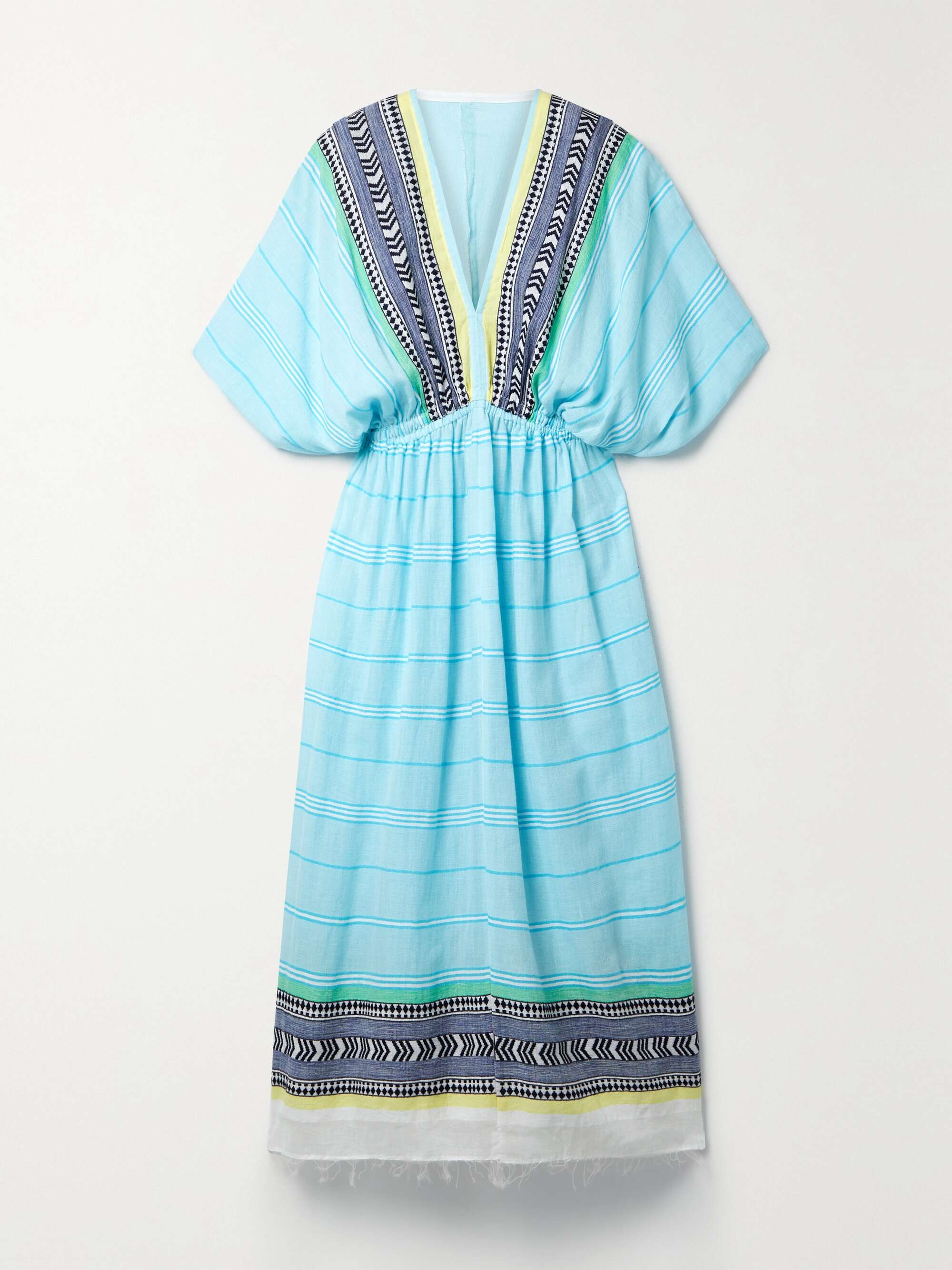 Blue Neela fringed striped cotton-blend 