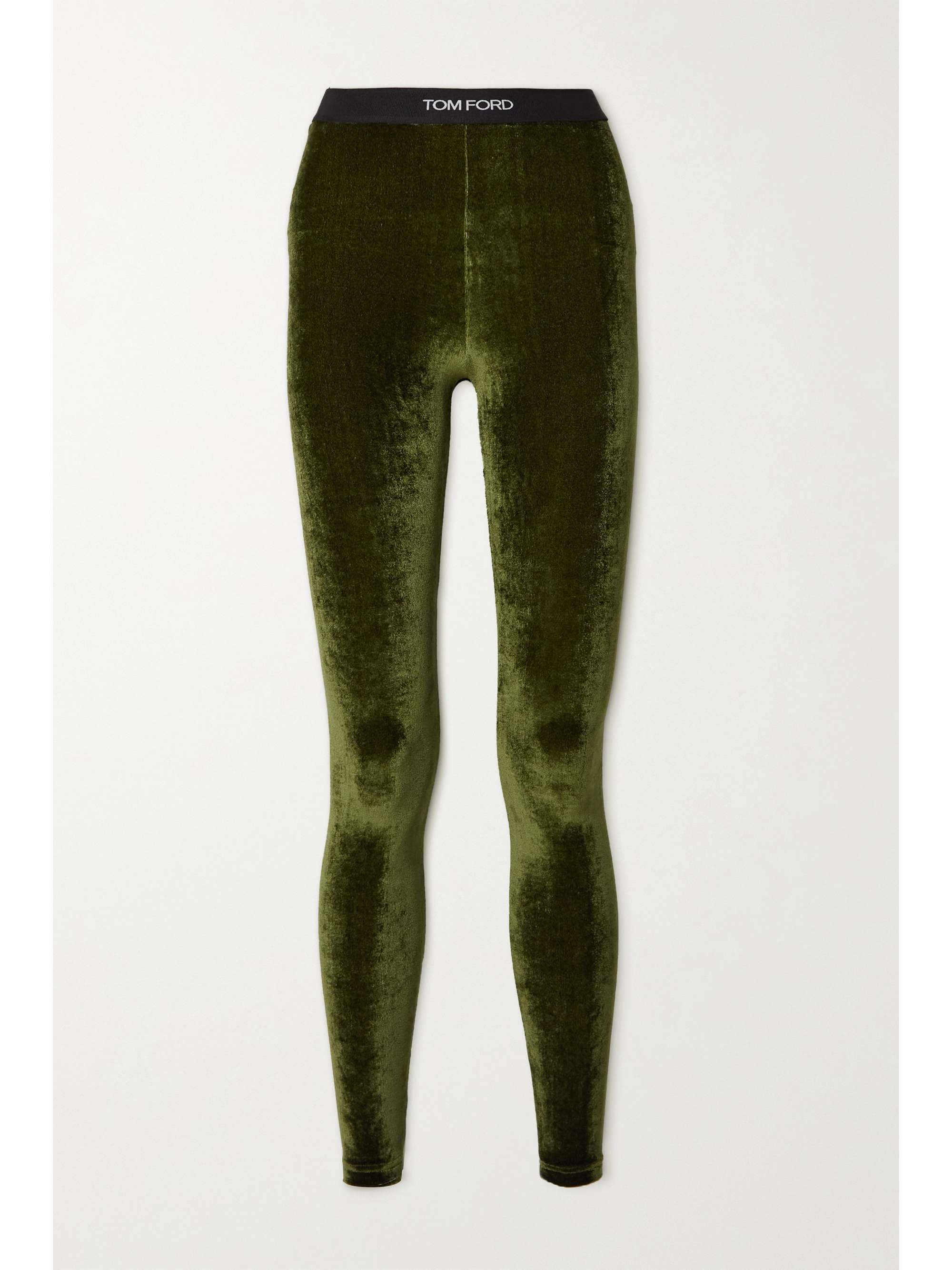Army green Jacquard-trimmed velour 