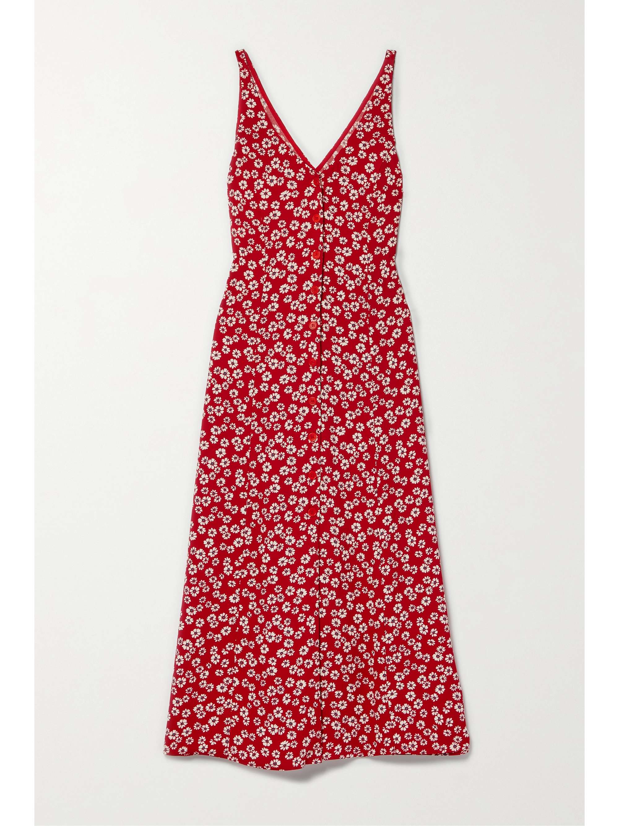 Red Luke floral-print crepe midi dress 