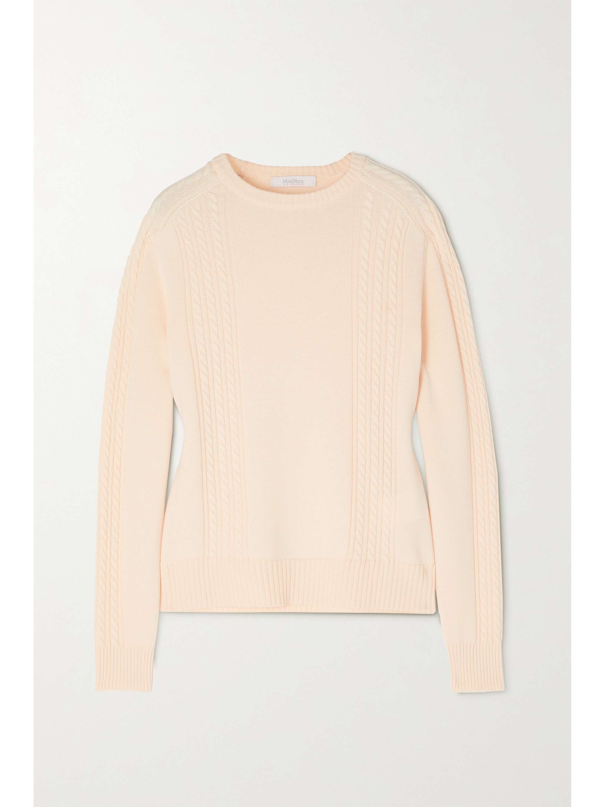 Beige Formica cable-knit wool sweater 