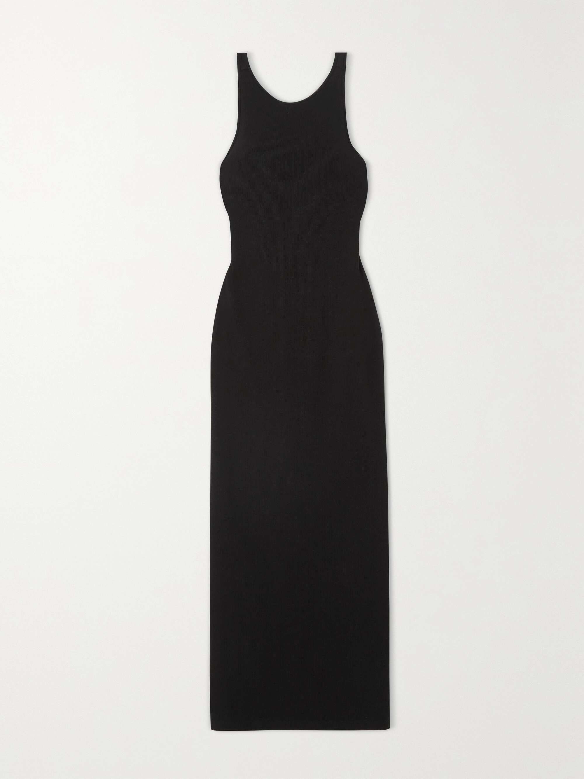 Black Open-back ribbed stretch-cotton 