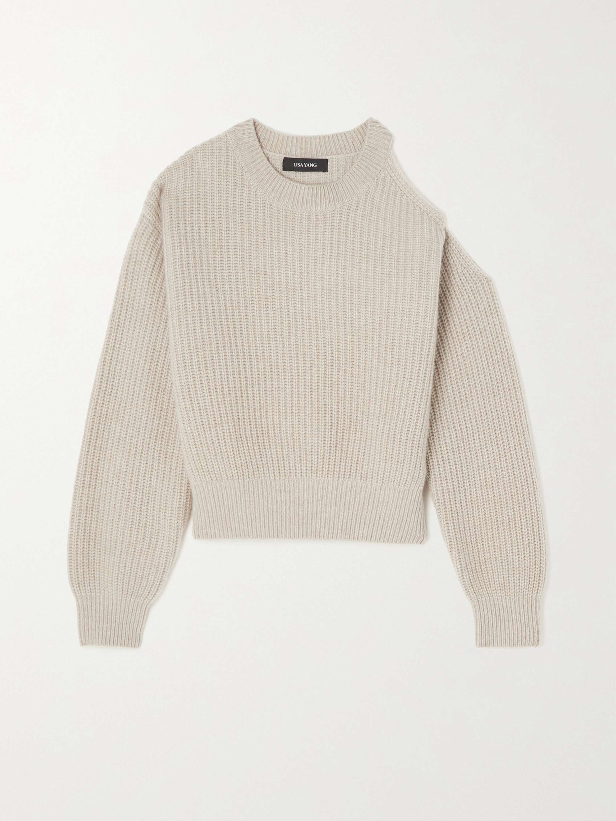 Sand Leora cold-shoulder ribbed 