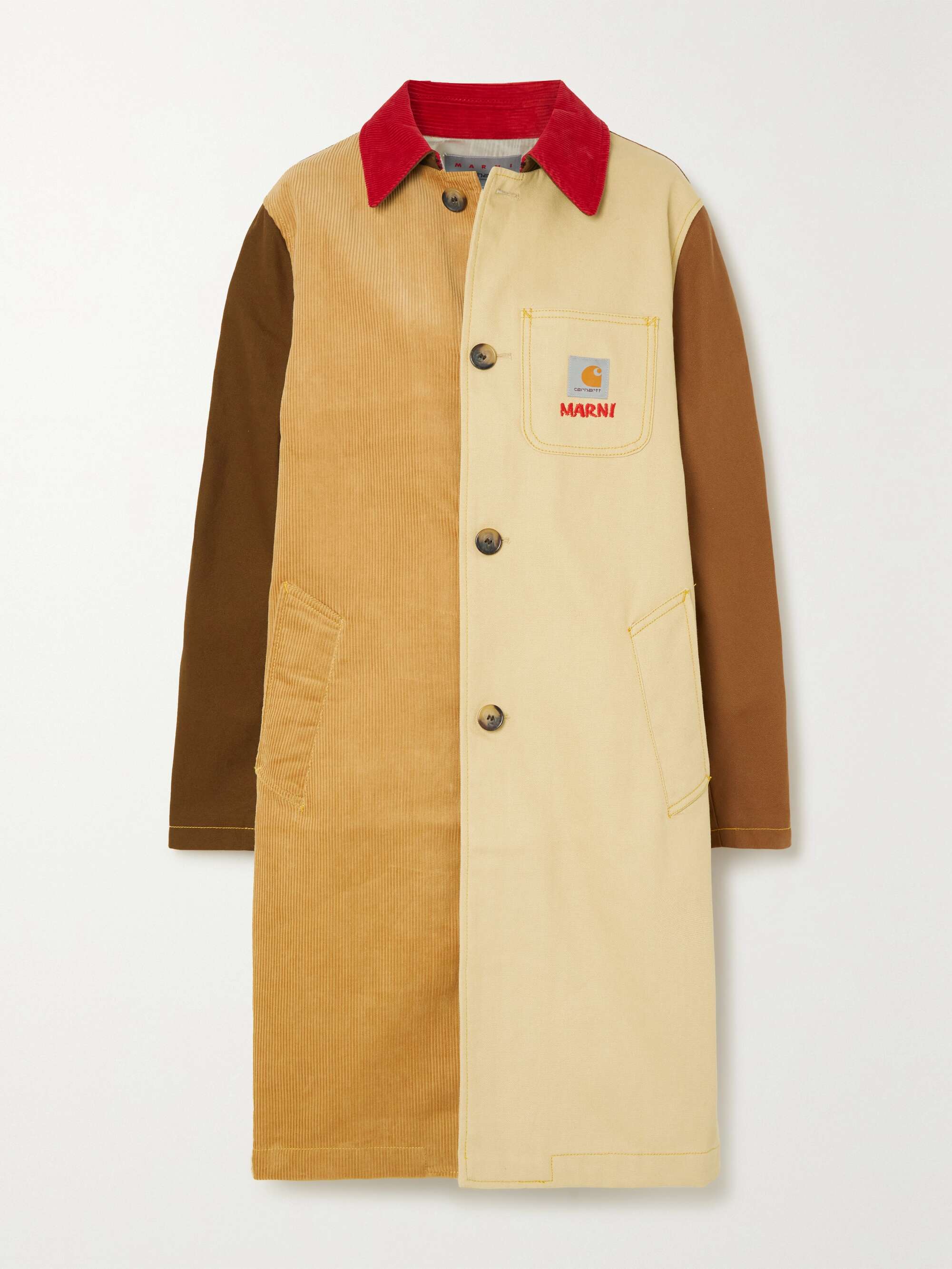+ Carhartt WIP color-block cotton and corduroy coat