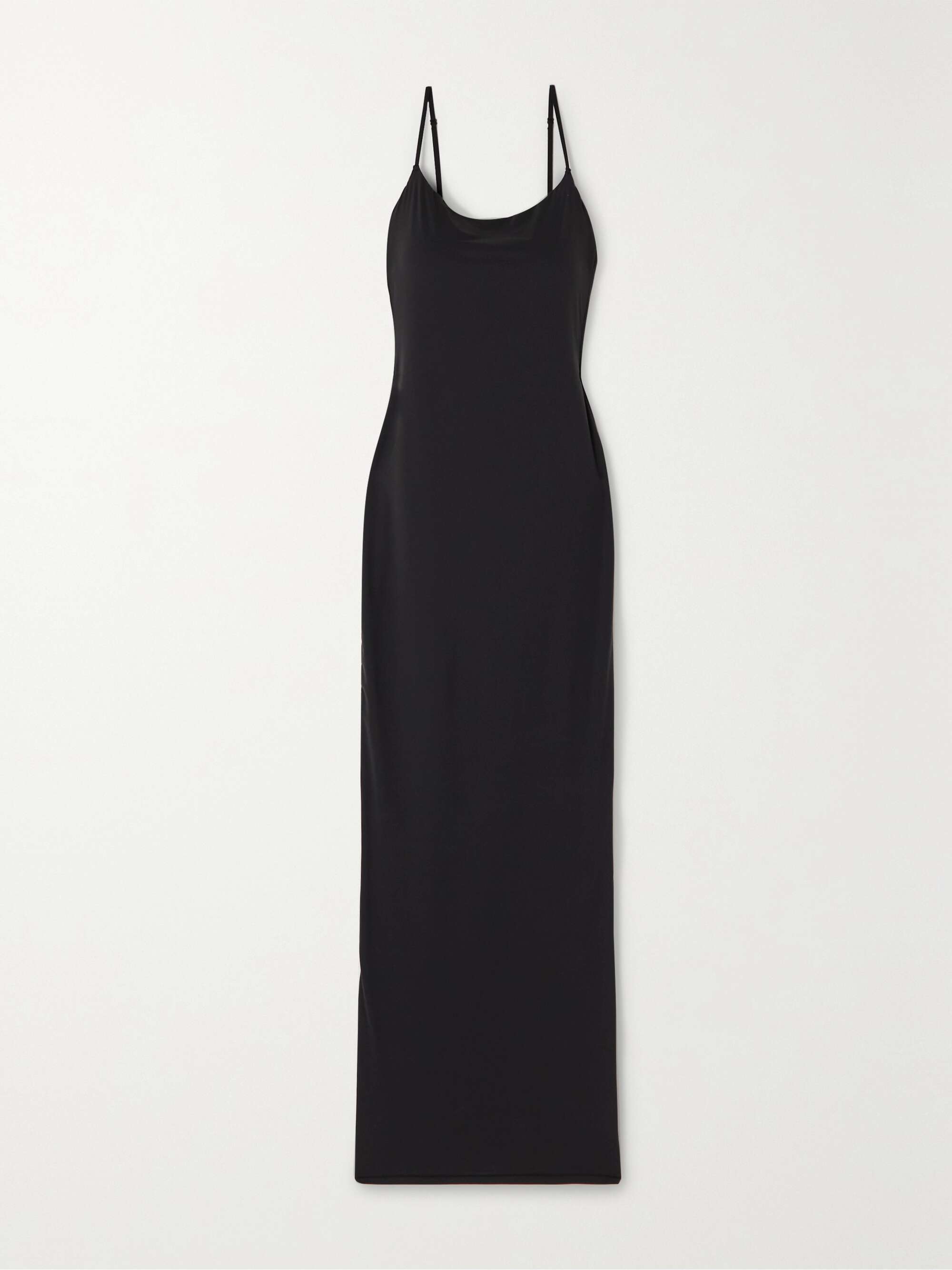 black jersey slip dress