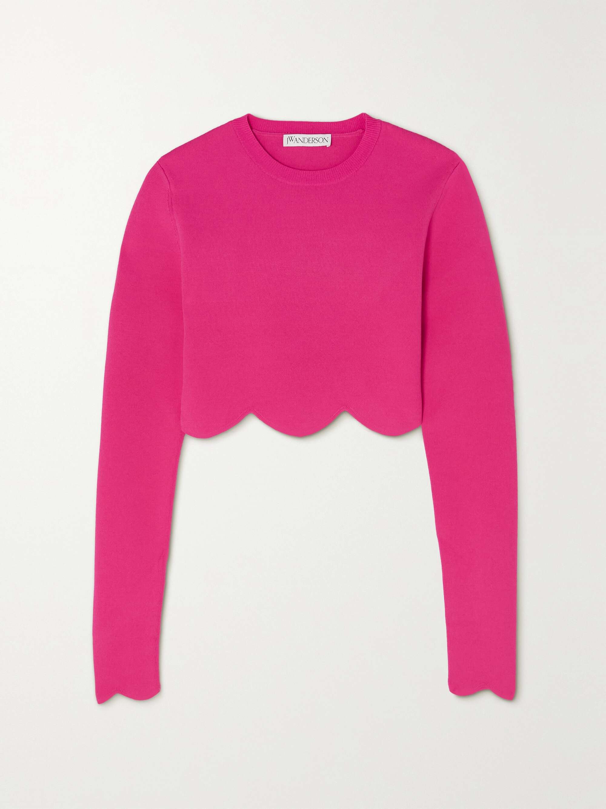 JW Anderson - Scalloped Cropped Recycled Jersey Top - Pink - x Small - Net A Porter