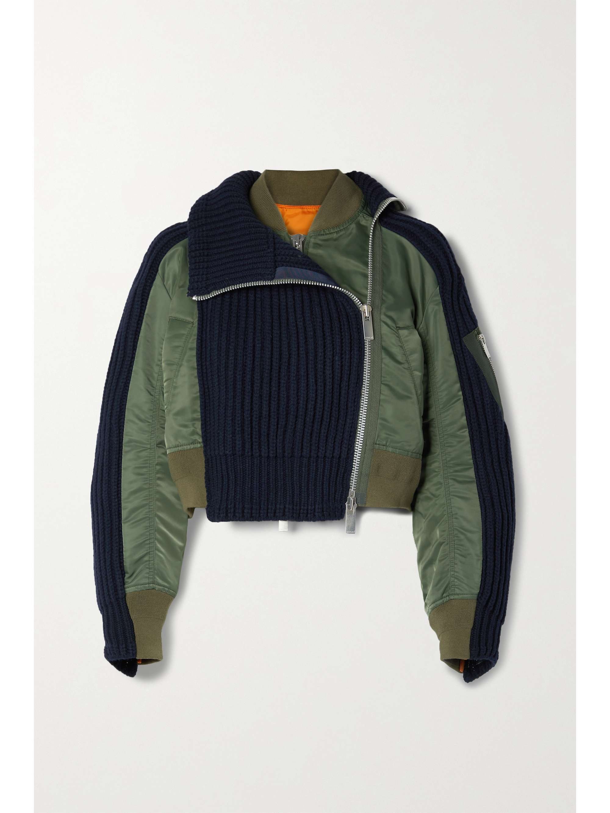 Navy Layered shell-paneled wool-blend 