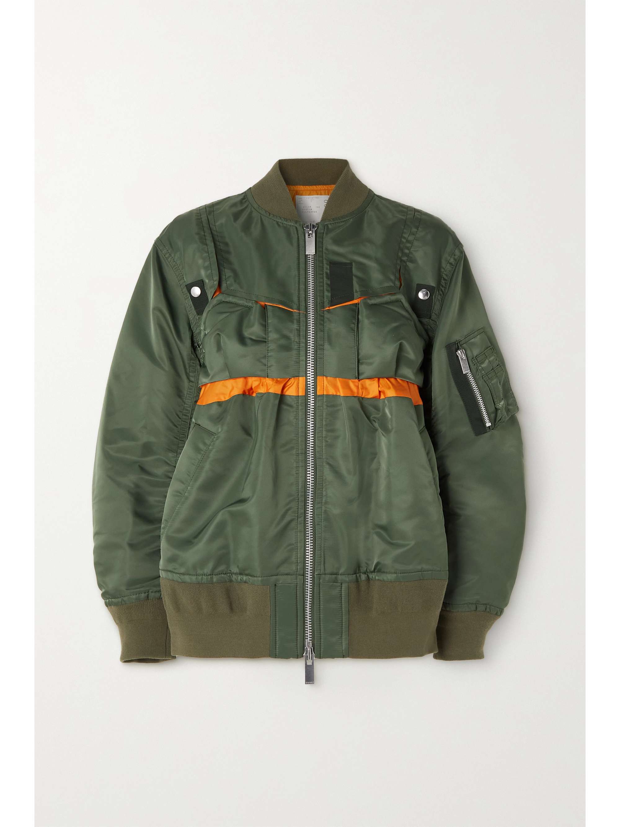 Dark green Striped shell jacket | SACAI 