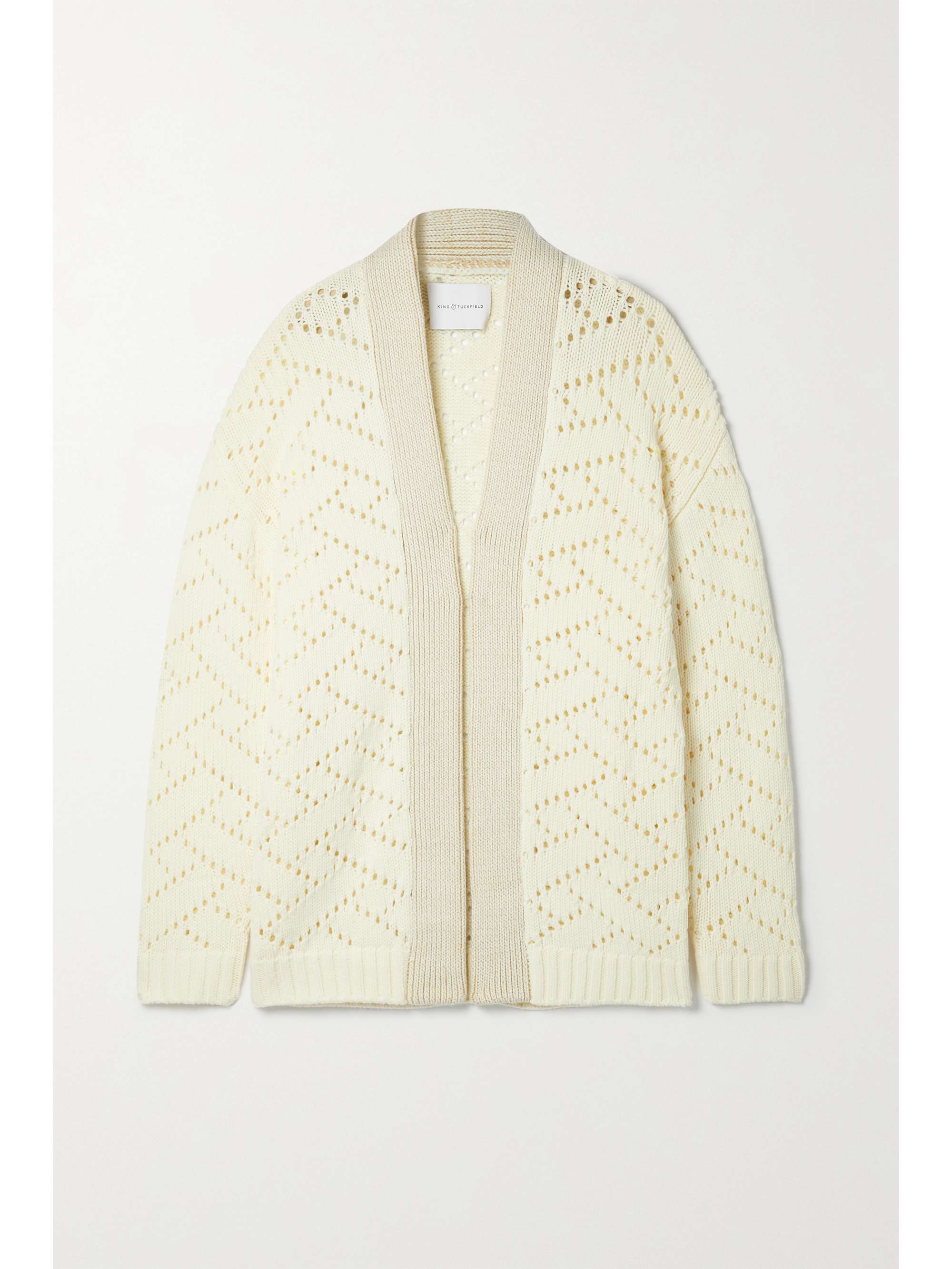Cream Pointelle-knit merino wool 