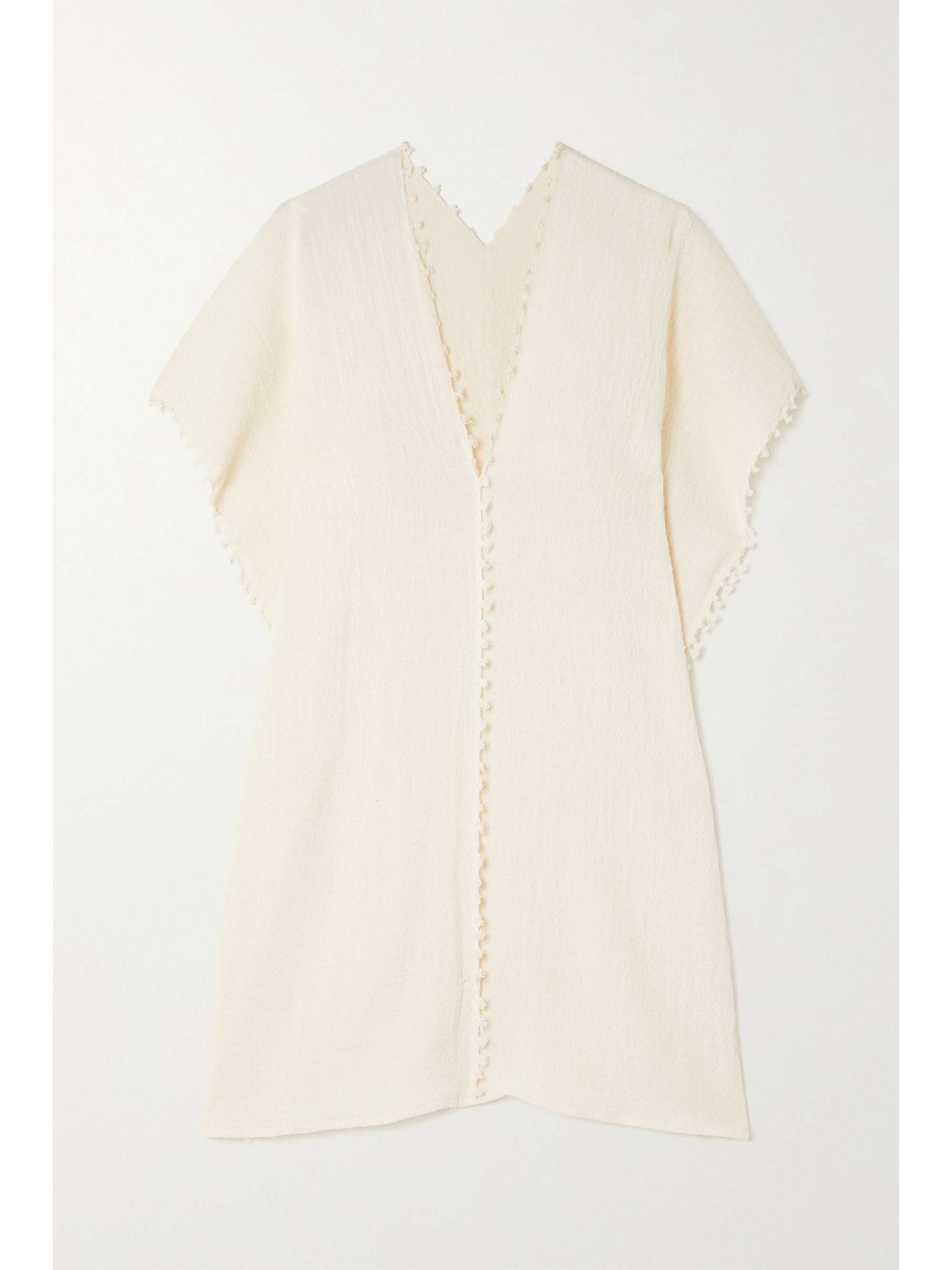 White Achi fringed cotton-gauze coverup 