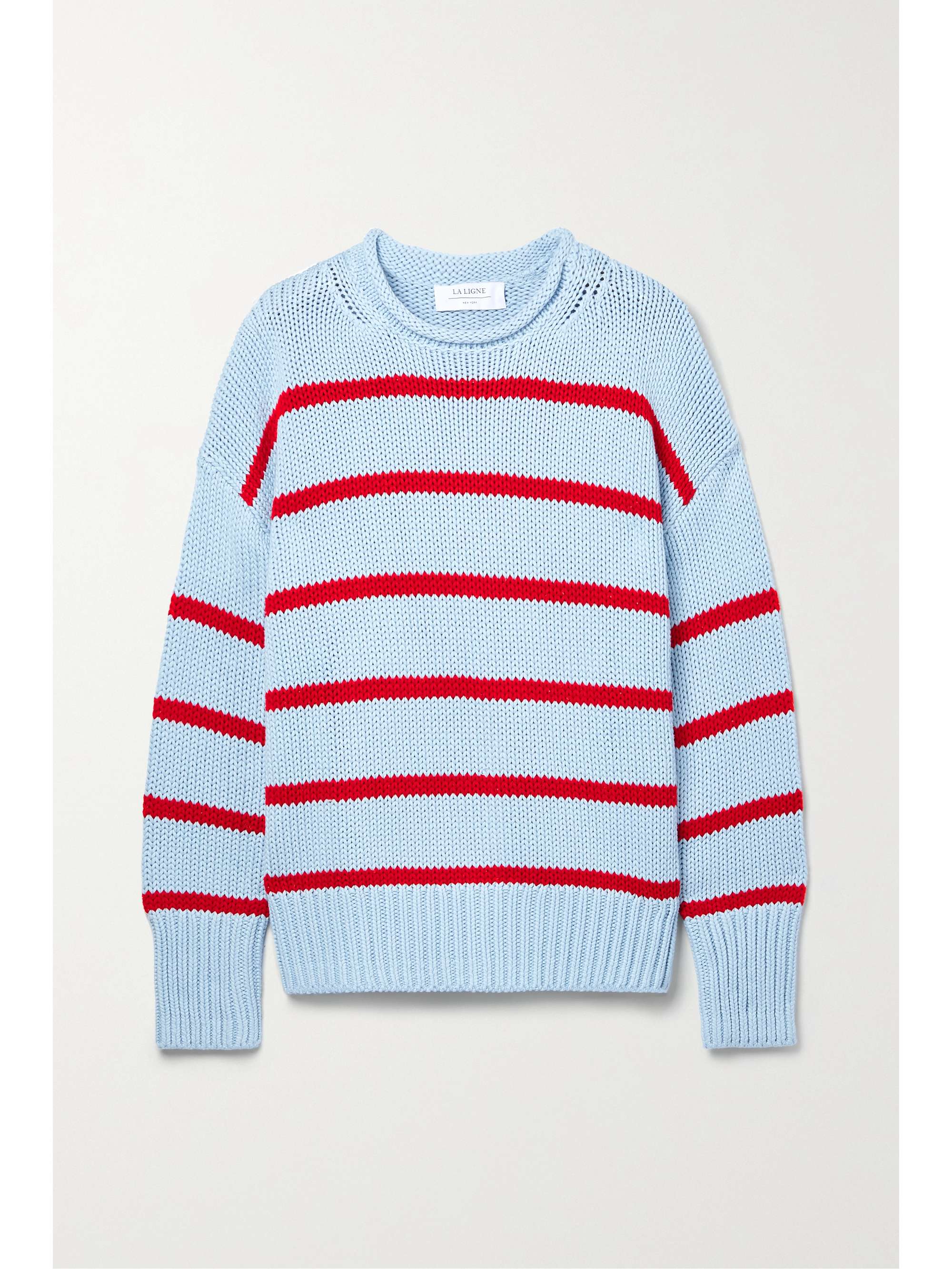 Sky blue Marina striped cotton sweater 