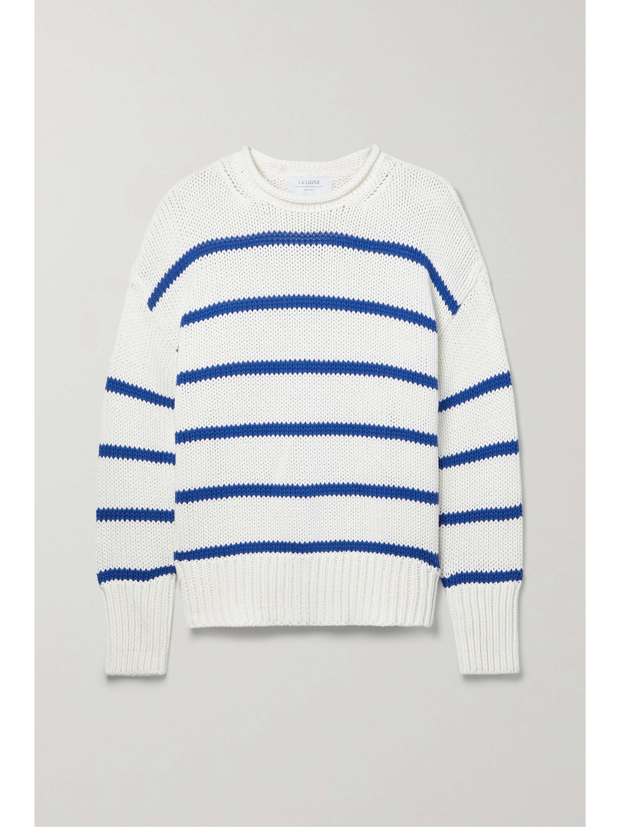 Cream Marina striped cotton sweater 