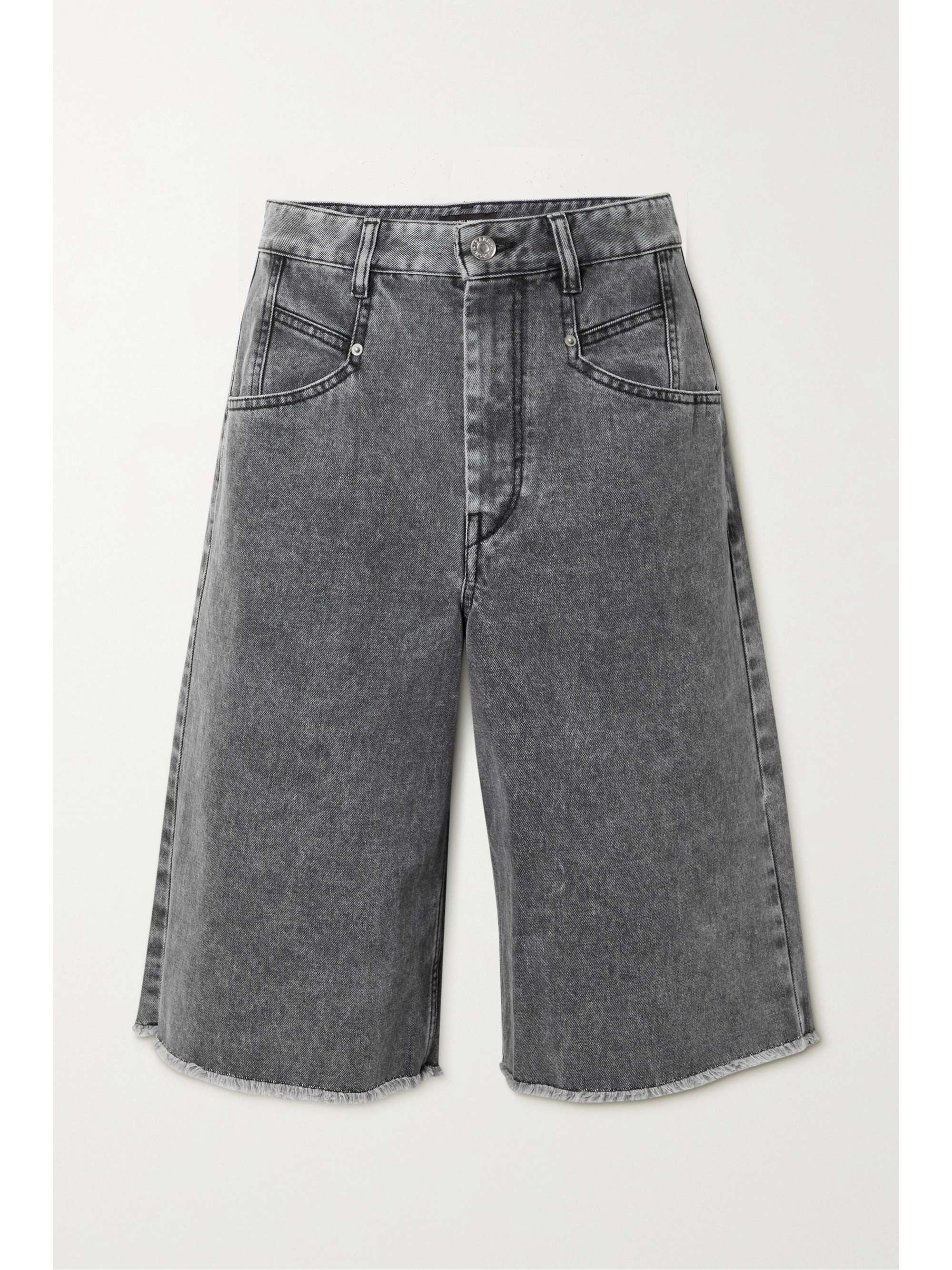 Gray Natalina frayed denim shorts 