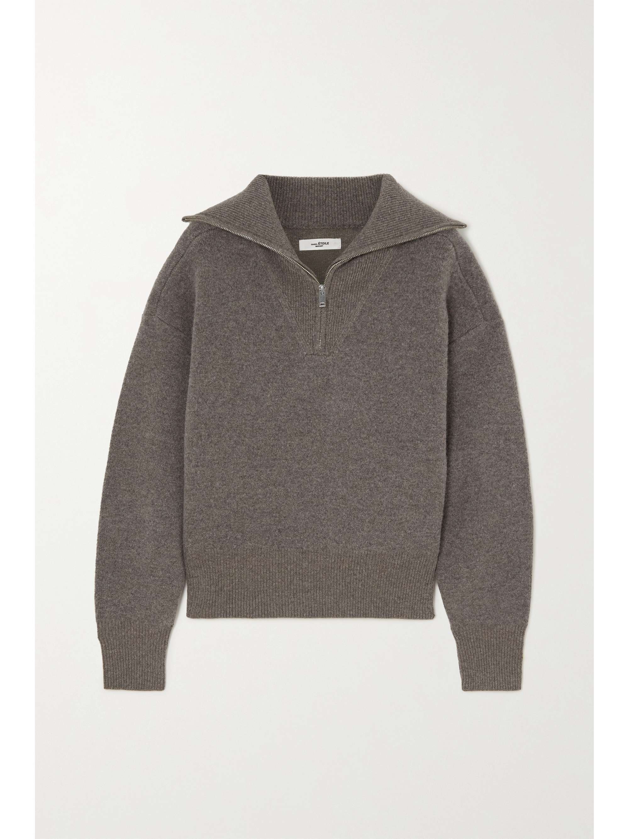 Taupe Fancy merino wool-blend sweater 