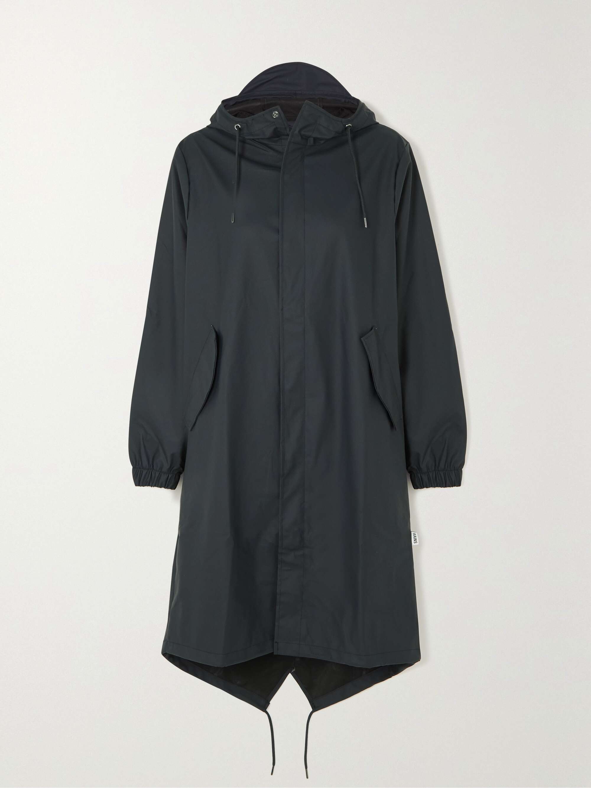 Navy Hooded coated-shell parka | RAINS 