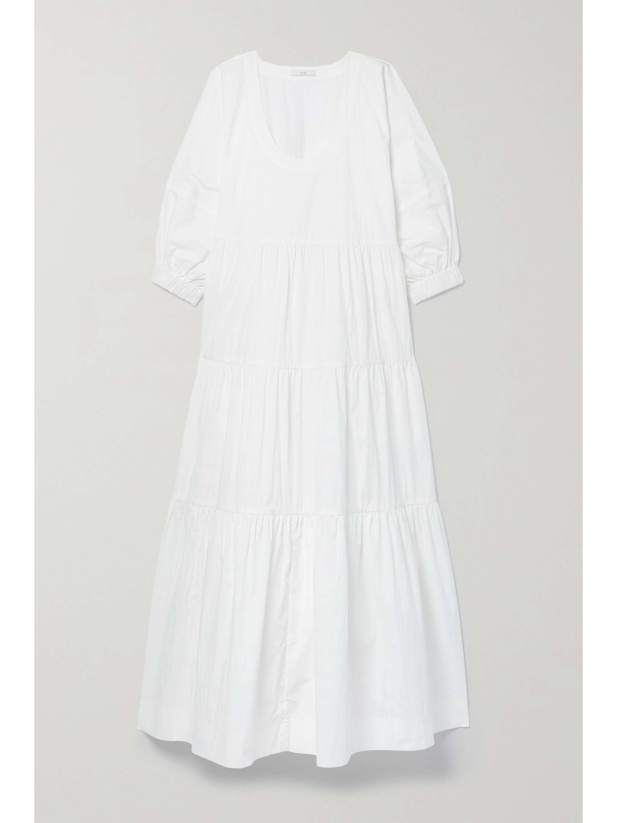 White Tiered cotton-blend maxi dress 