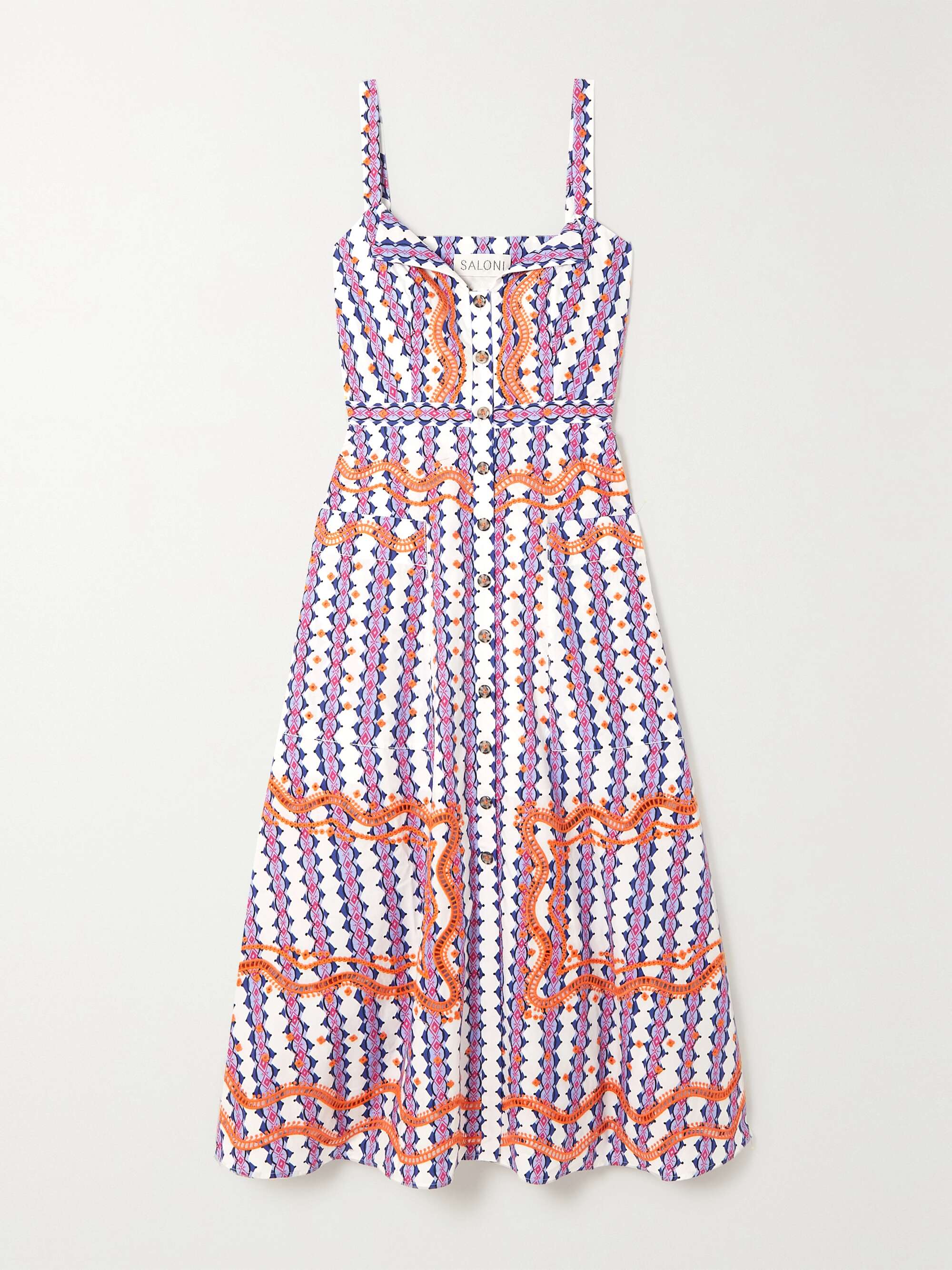 Purple Fara embroidered printed cotton 