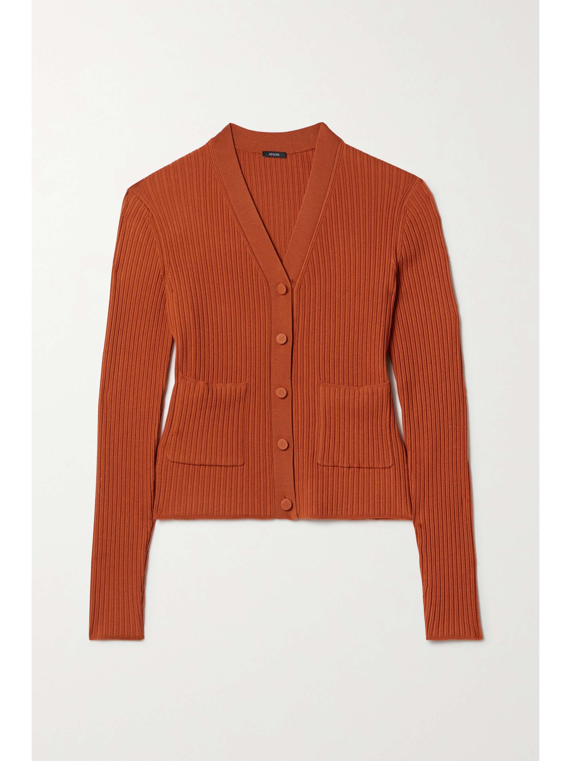Bright orange Ribbed merino wool-blend 