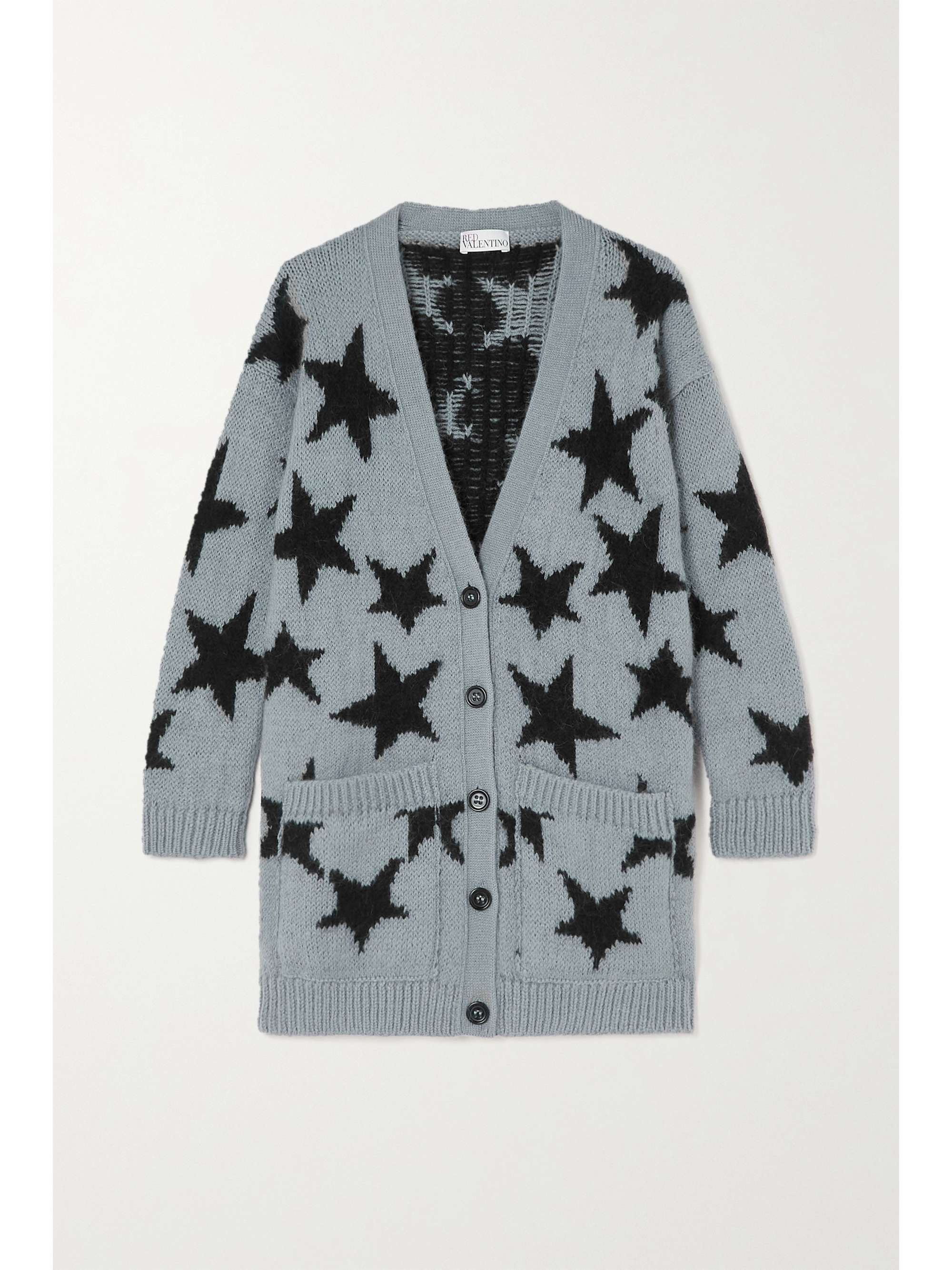 Gray Intarsia-knit cardigan 