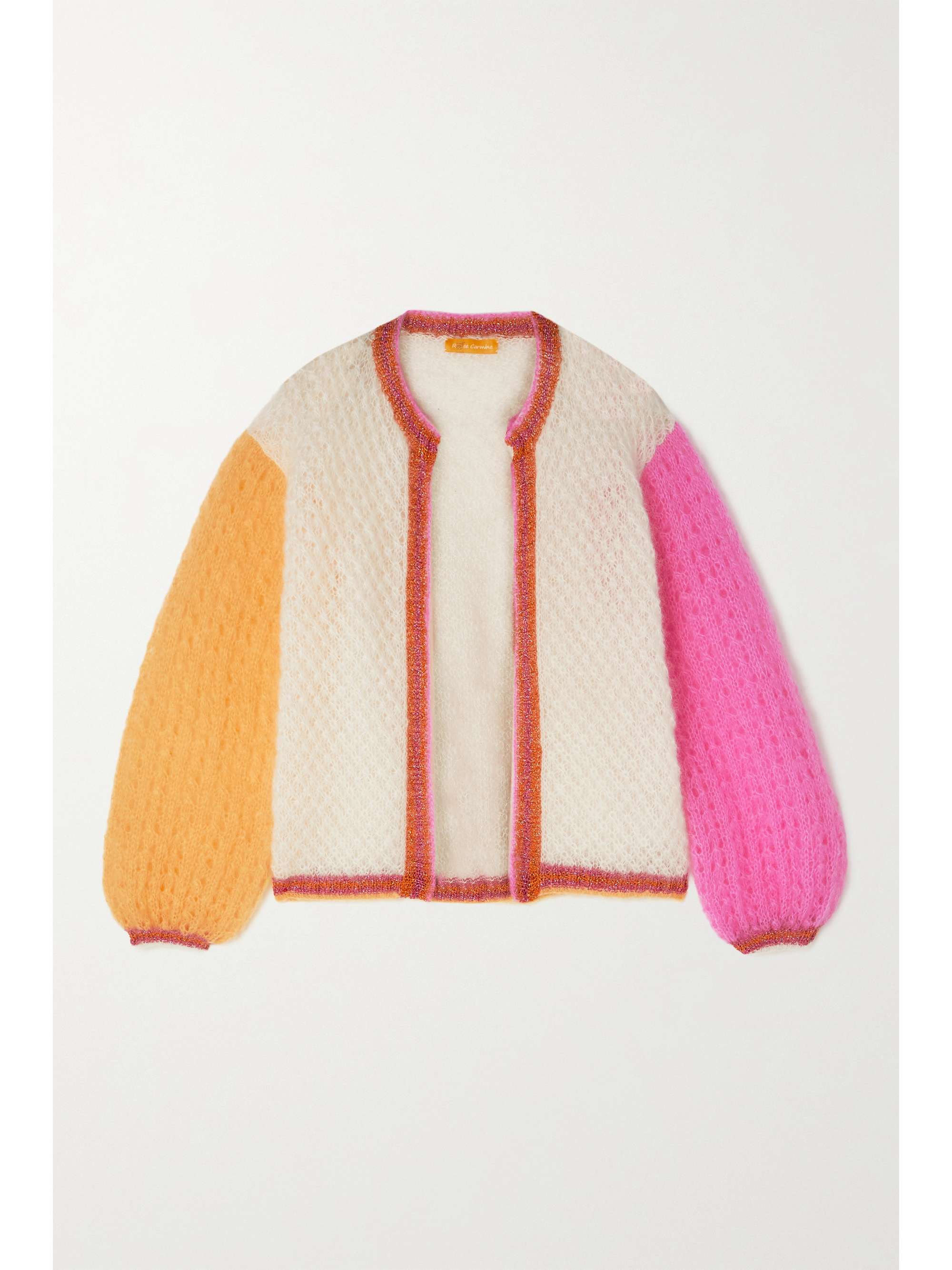 White Lurex-trimmed color-block mohair 