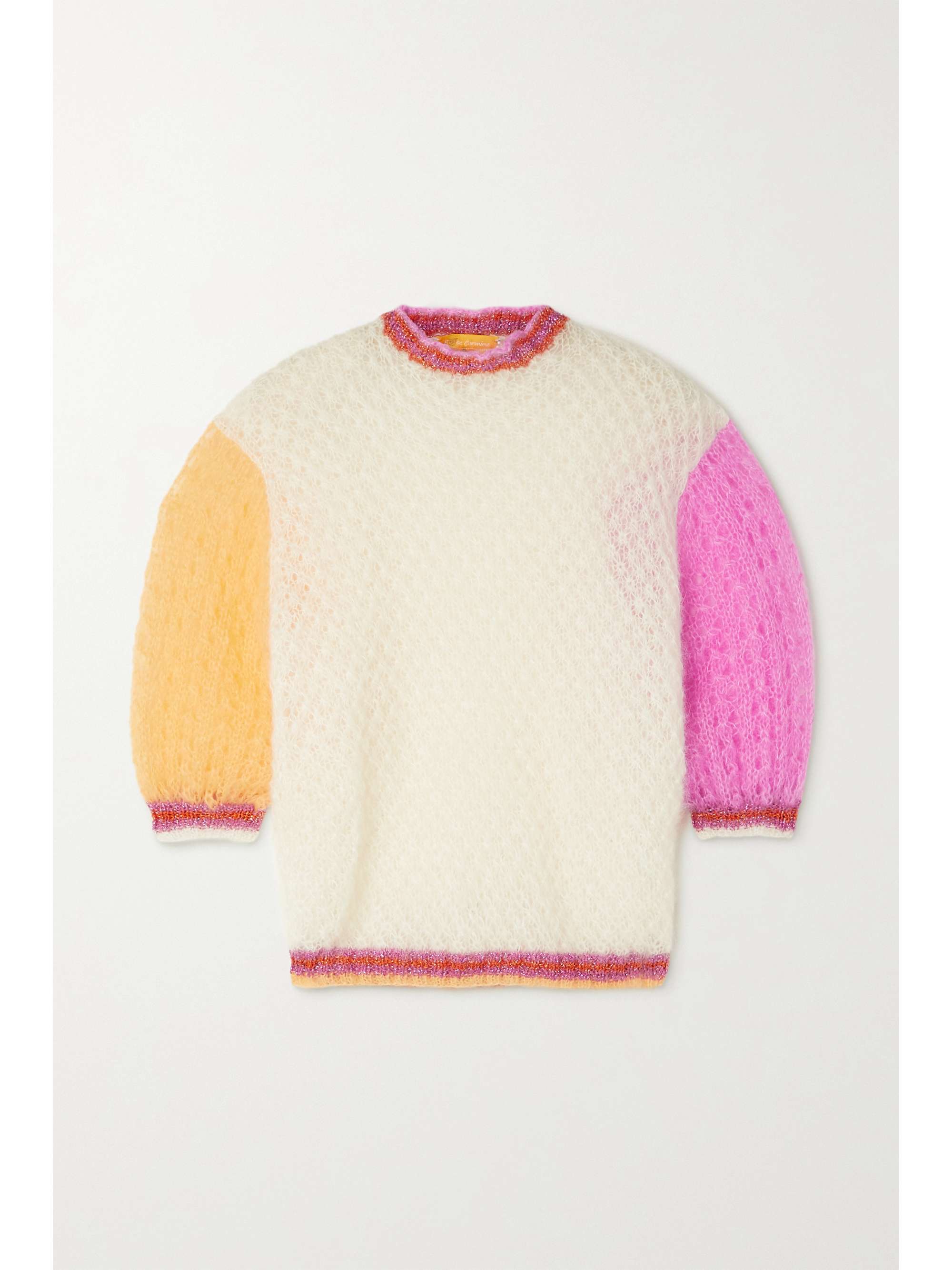White Color-block metallic mohair-blend 