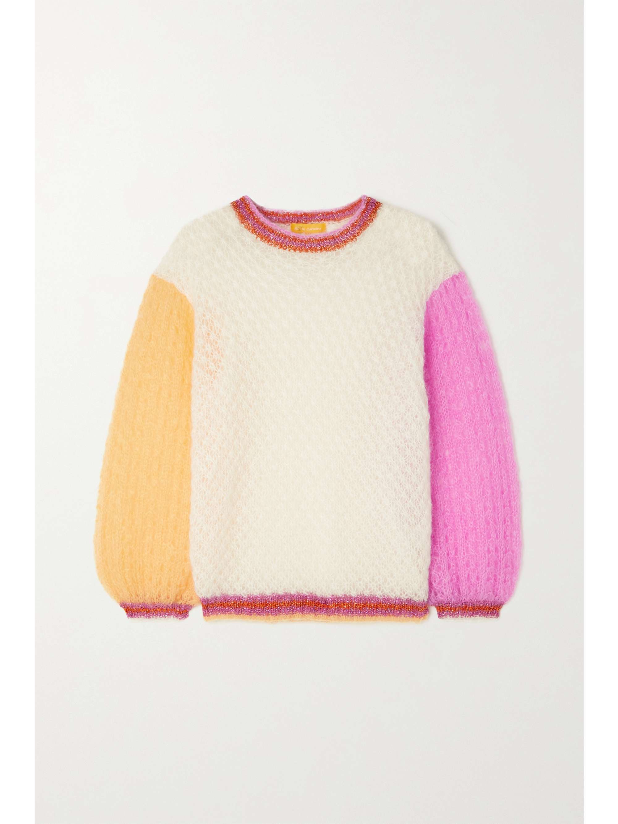 metallic pointelle-knit mohair 
