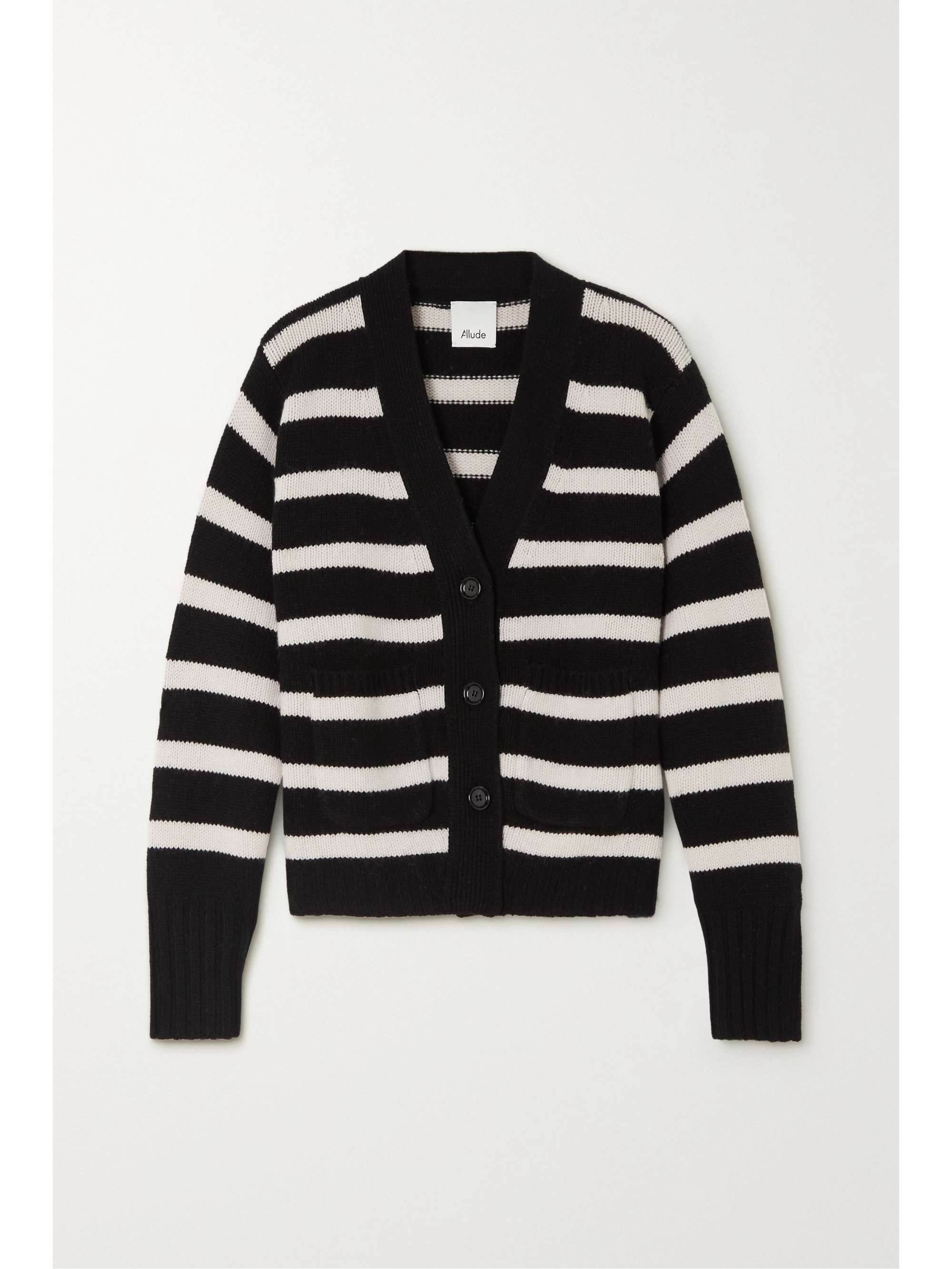 Black Striped wool and cashmere-blend 