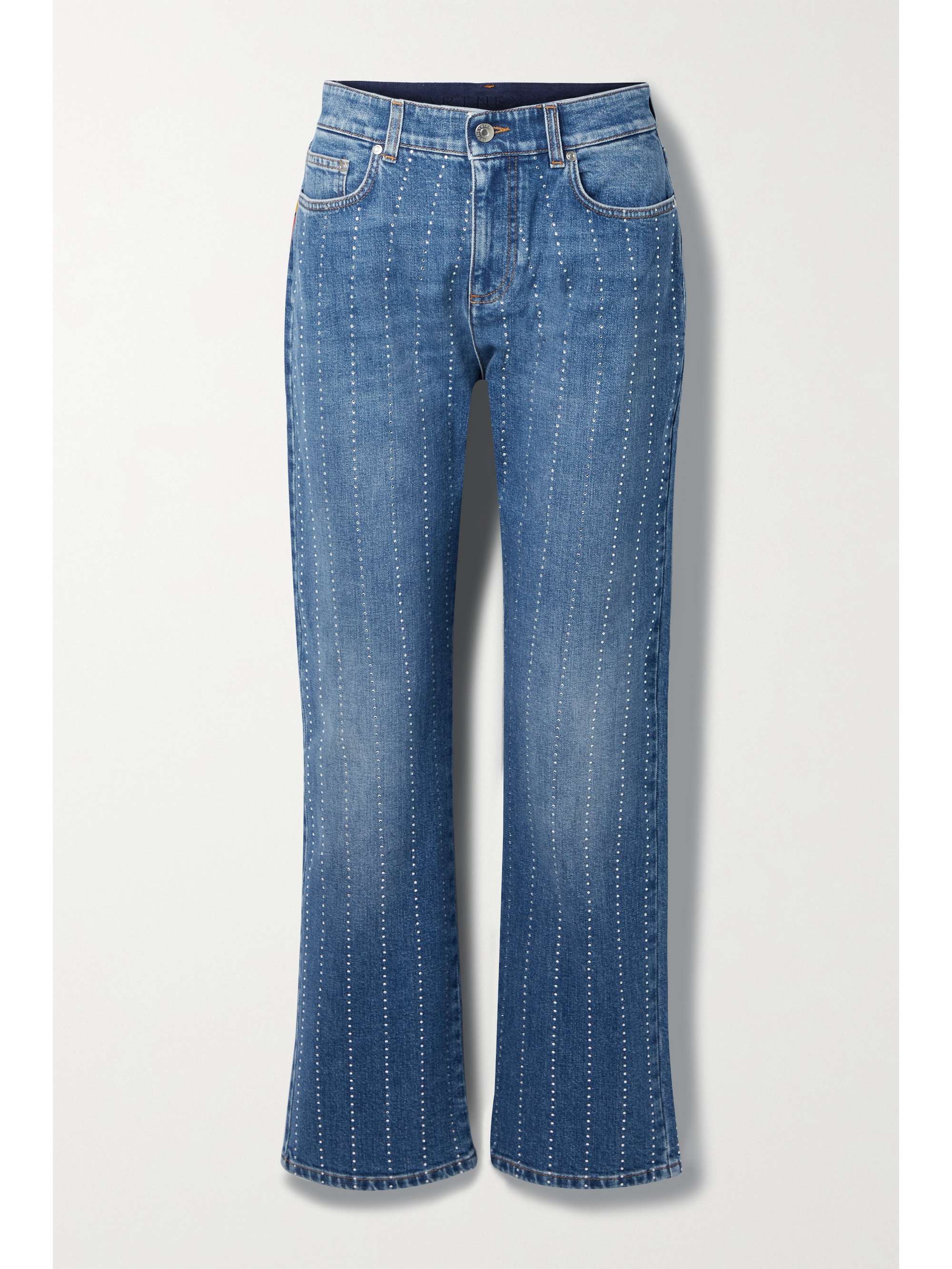 Blue Crystal-embellished high-rise 