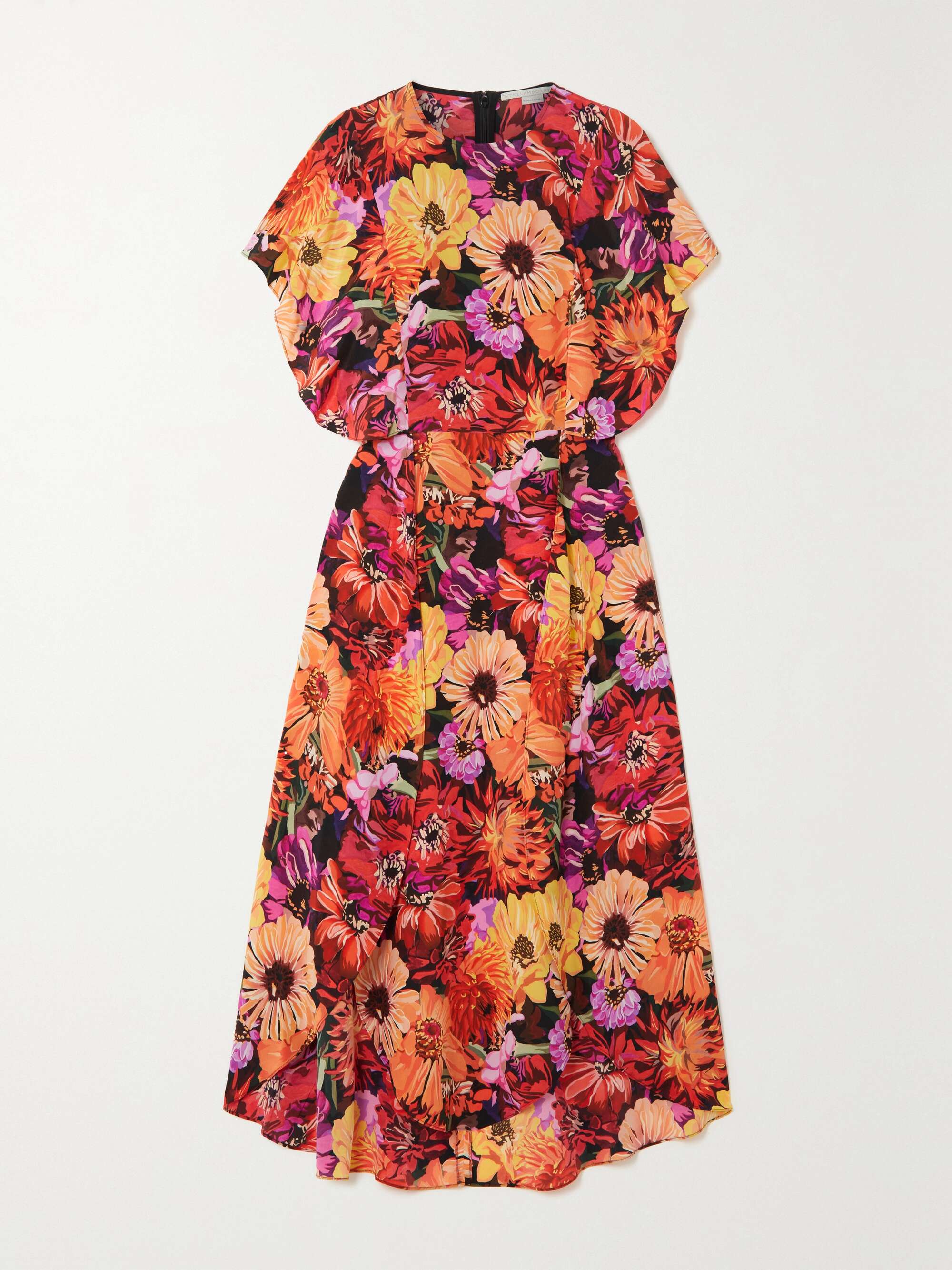 Floral-print silk crepe de chine midi dress