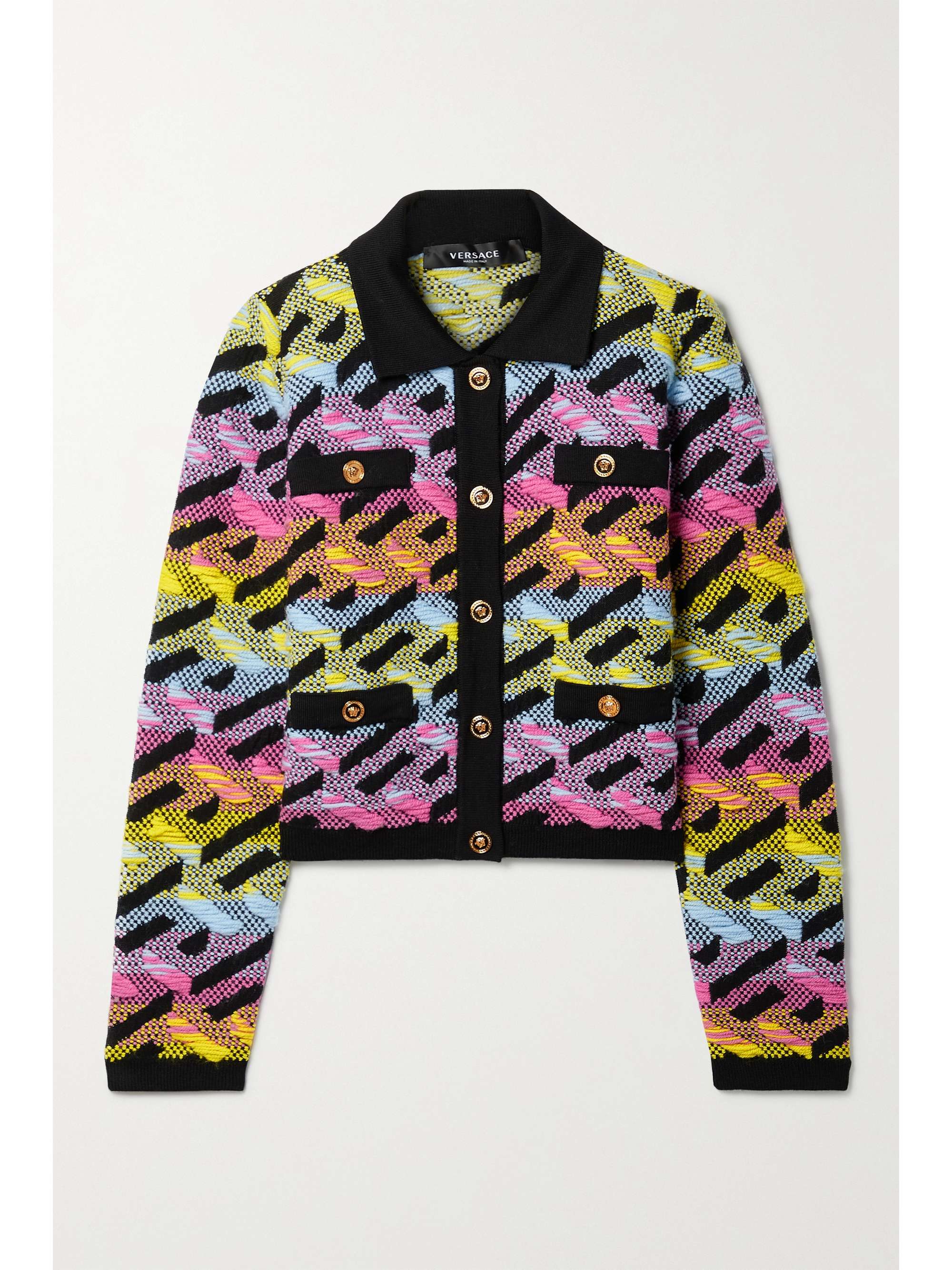 Metallic Wool-jacquard cardigan 