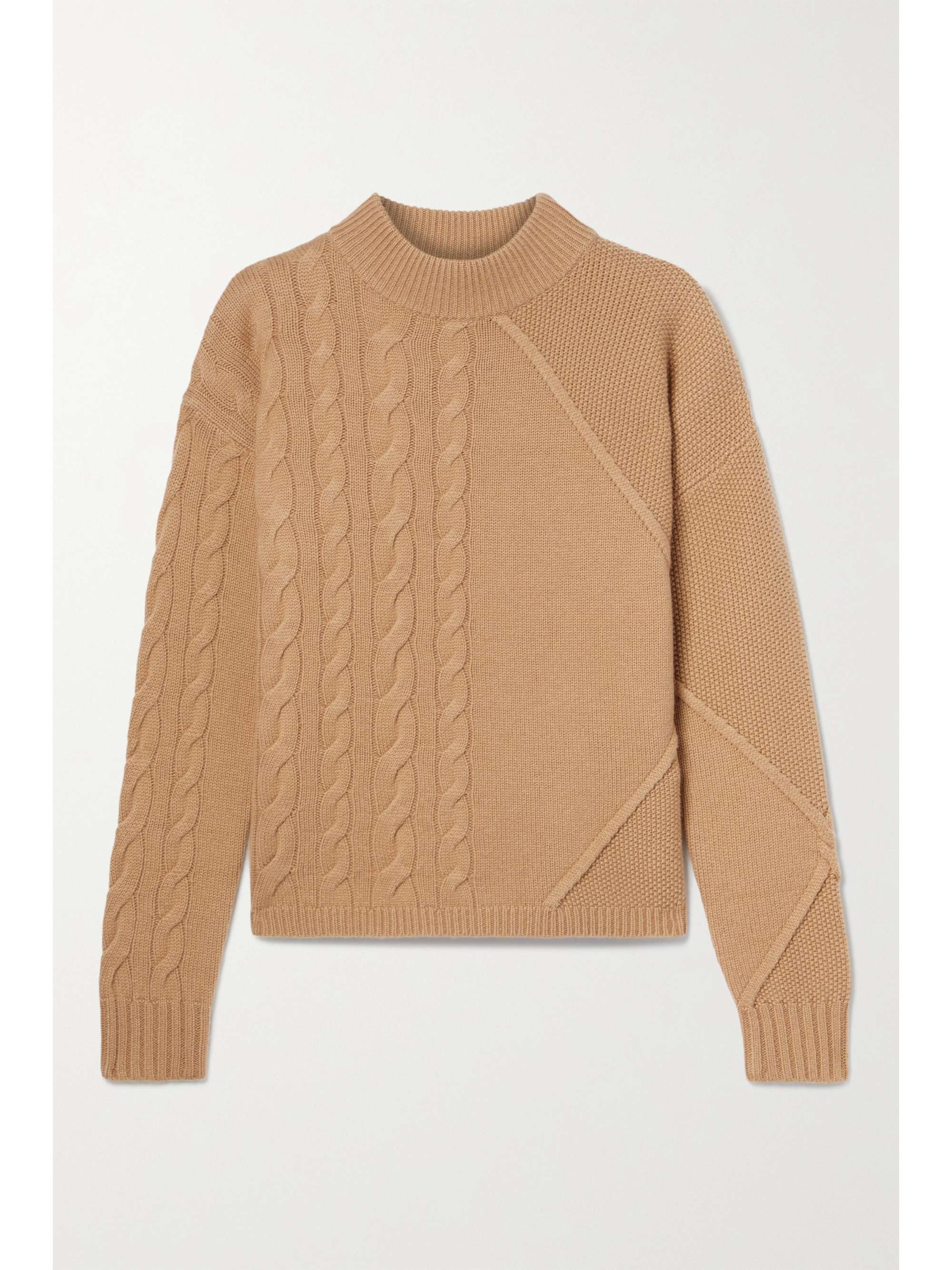 Camel Accordo cable-knit wool and 