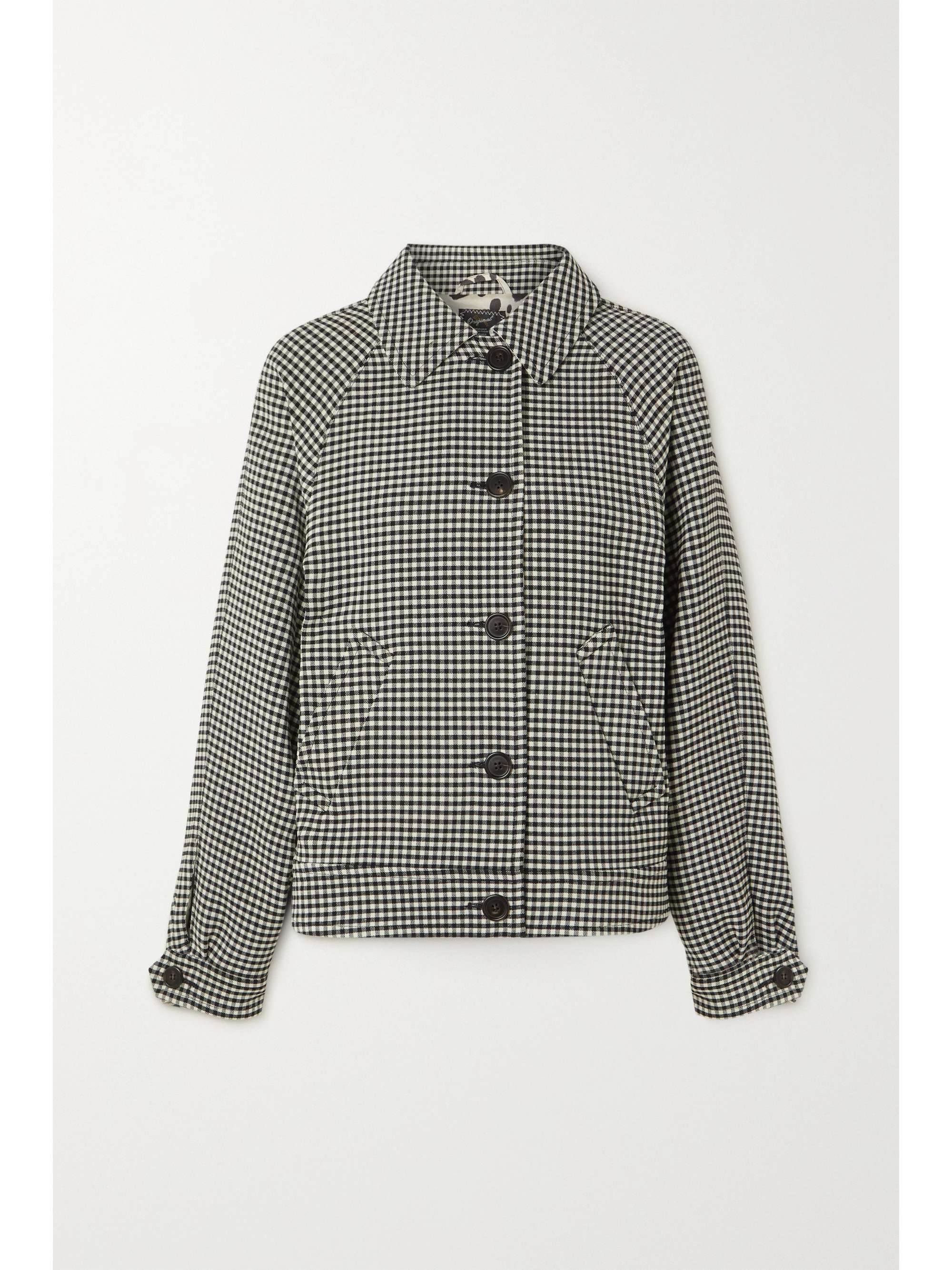 Black Reversible gingham wool-blend and 