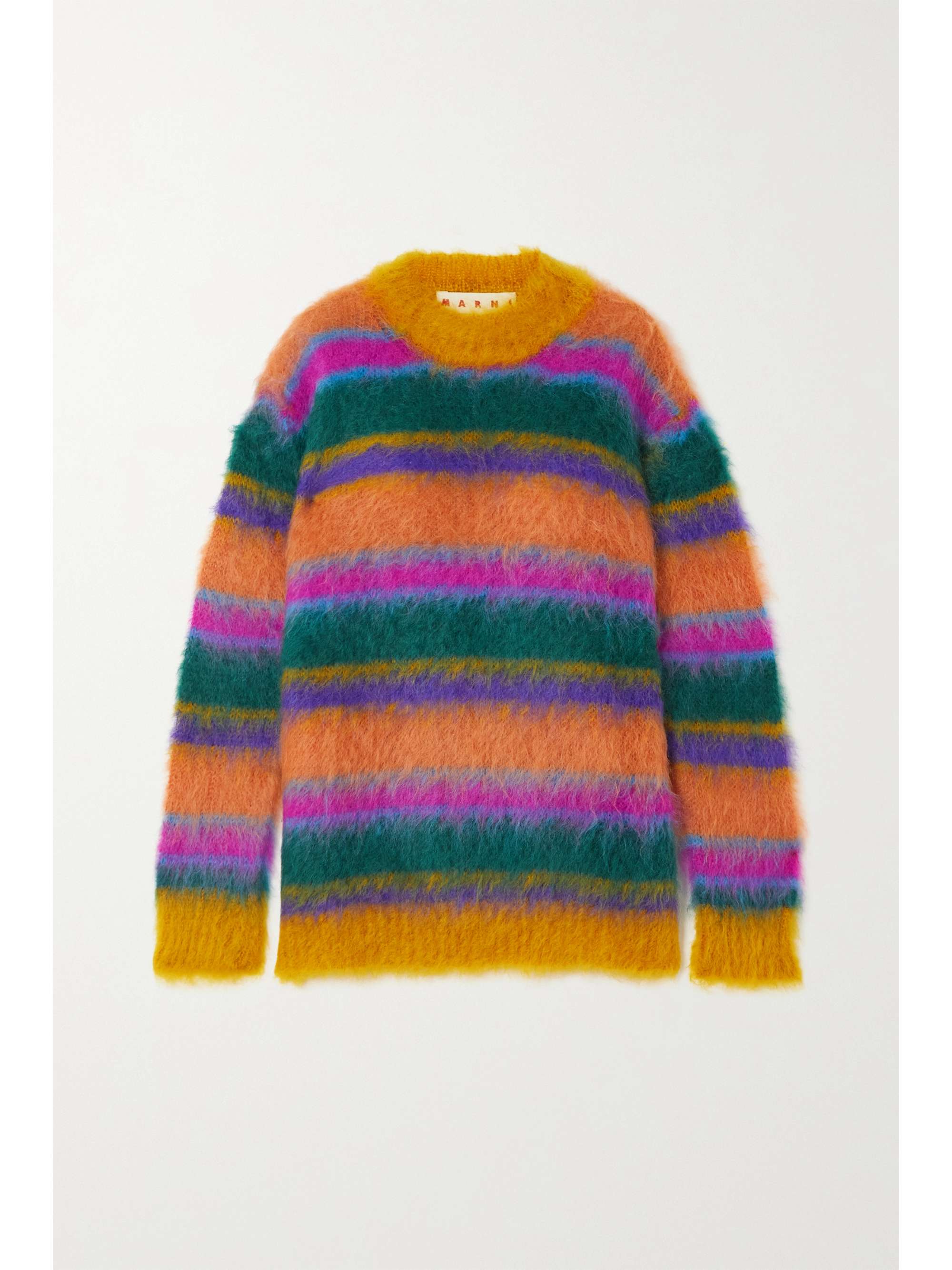 Pink Striped brushed mohair-blend 