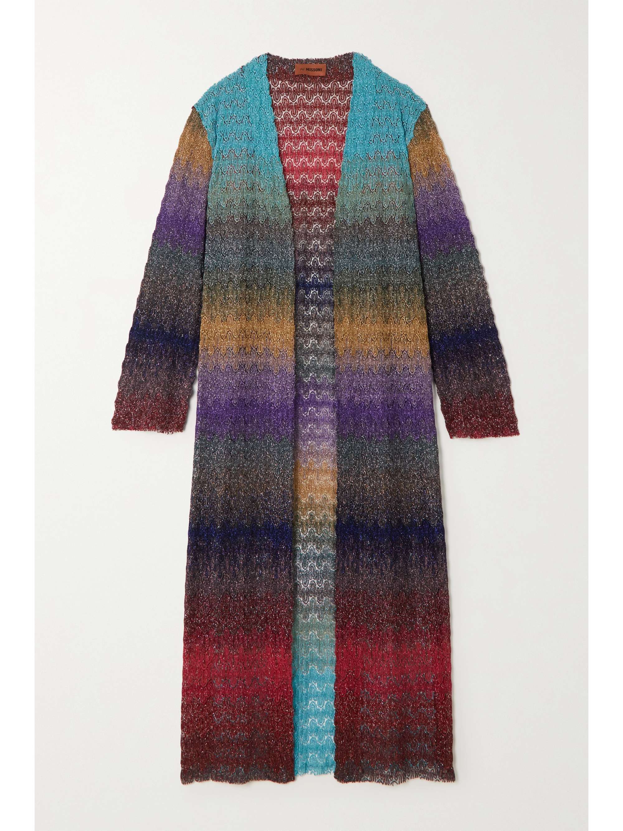 Blue Striped metallic crochet-knit 