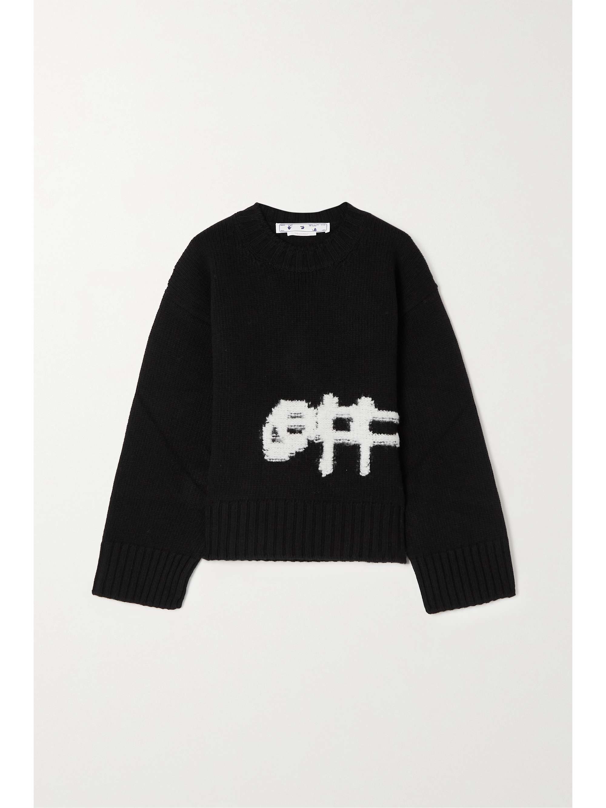 Black Intarsia wool-blend sweater | OFF 