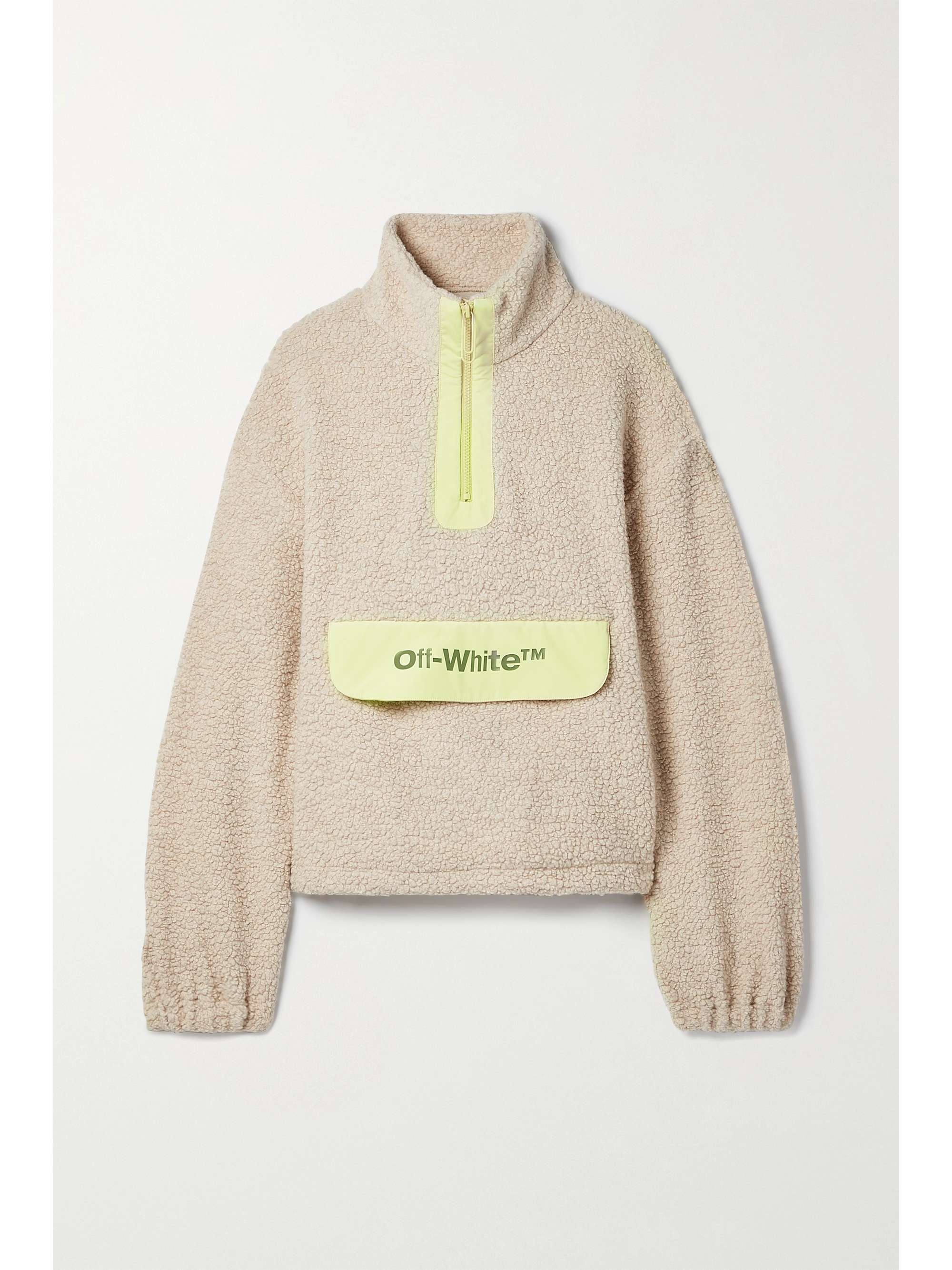 OFF-WHITE Printed shell-trimmed wool-blend fleece sweatshirt | NET-A-PORTER