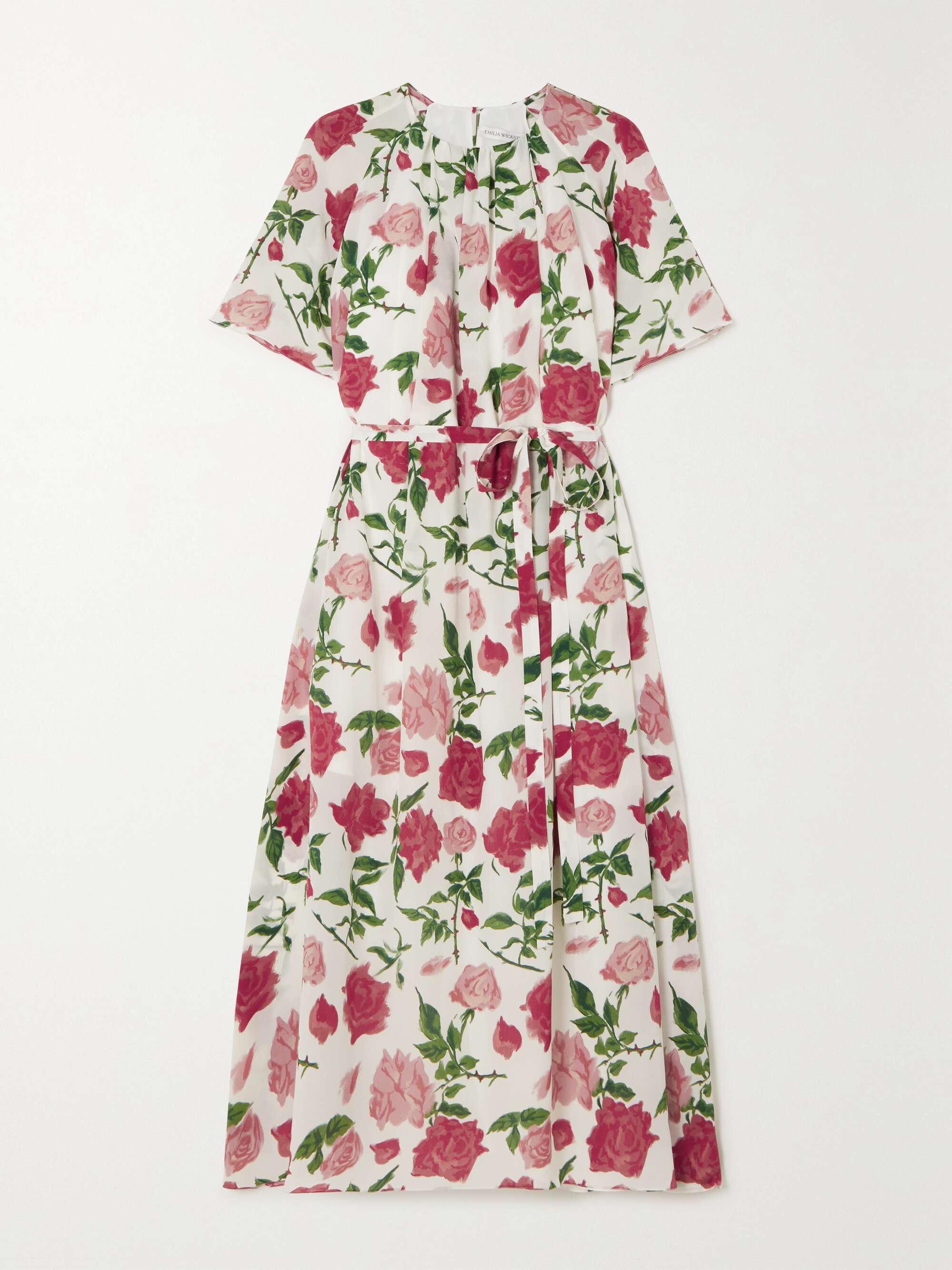 Pink Blase gathered belted floral-print 