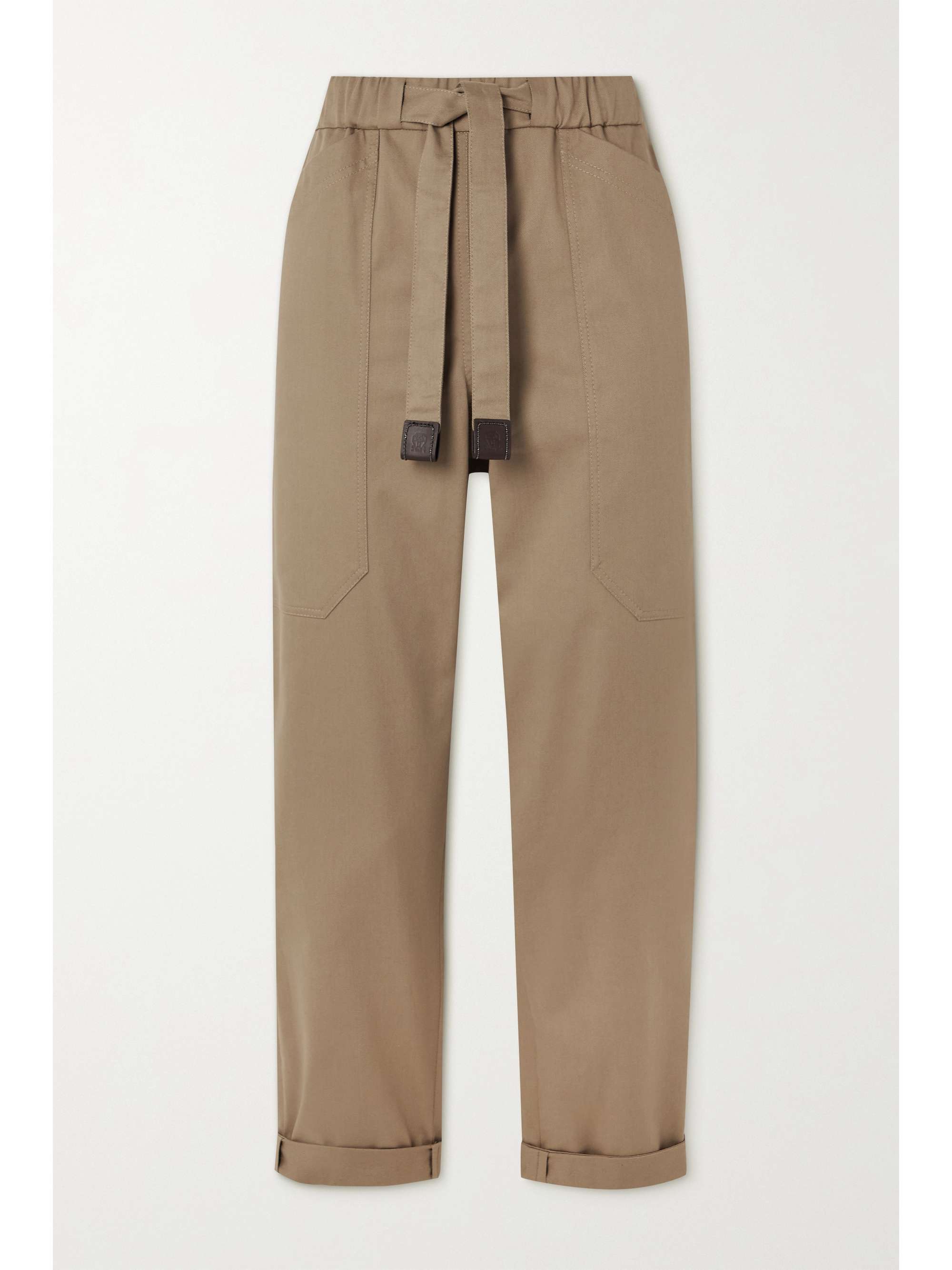 Brunello Cucinelli - Belted cotton-blend Twill straight-leg Pants - Taupe - IT50 - Net A Porter